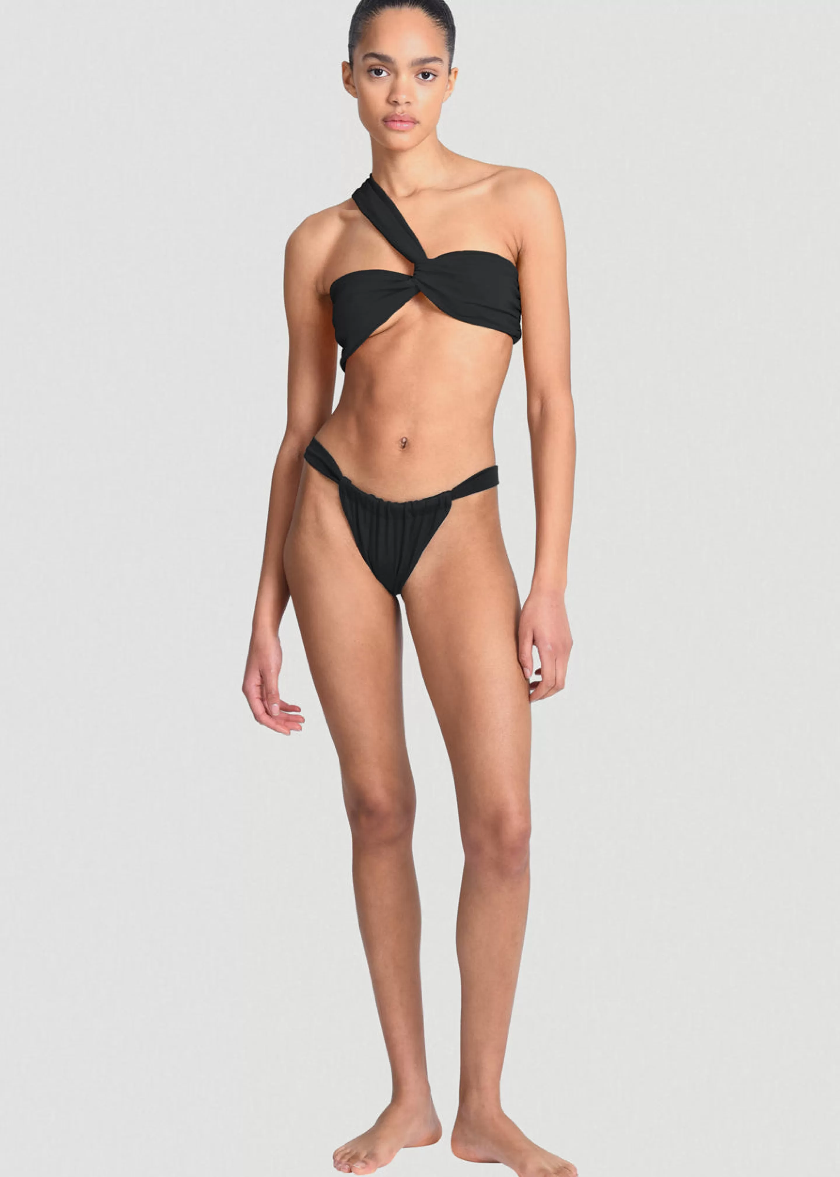 Swimwear | The Frankie Shop Aexae Ruched One Shoulder Swim Top Black