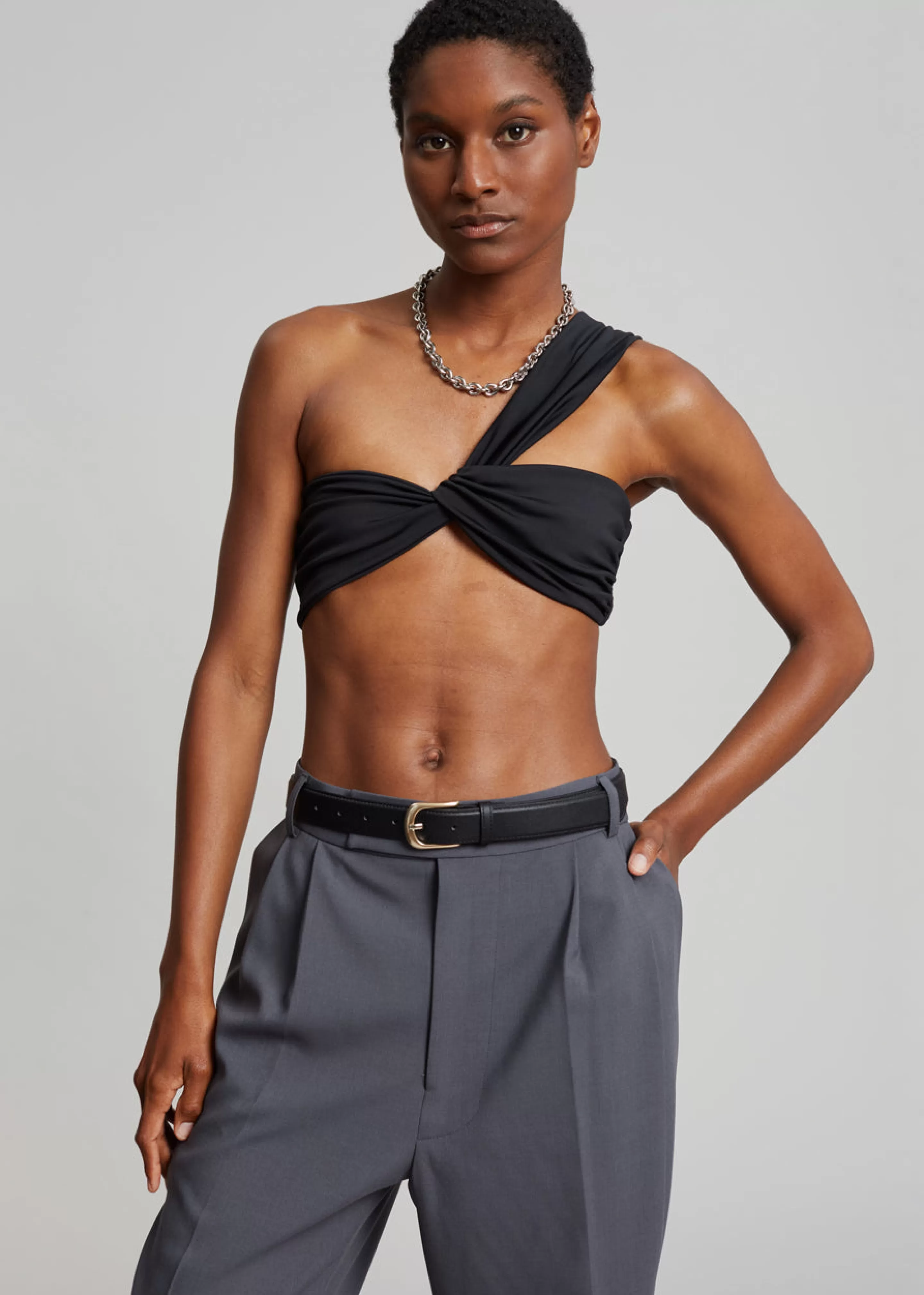 Swimwear | The Frankie Shop Aexae Ruched One Shoulder Swim Top Black