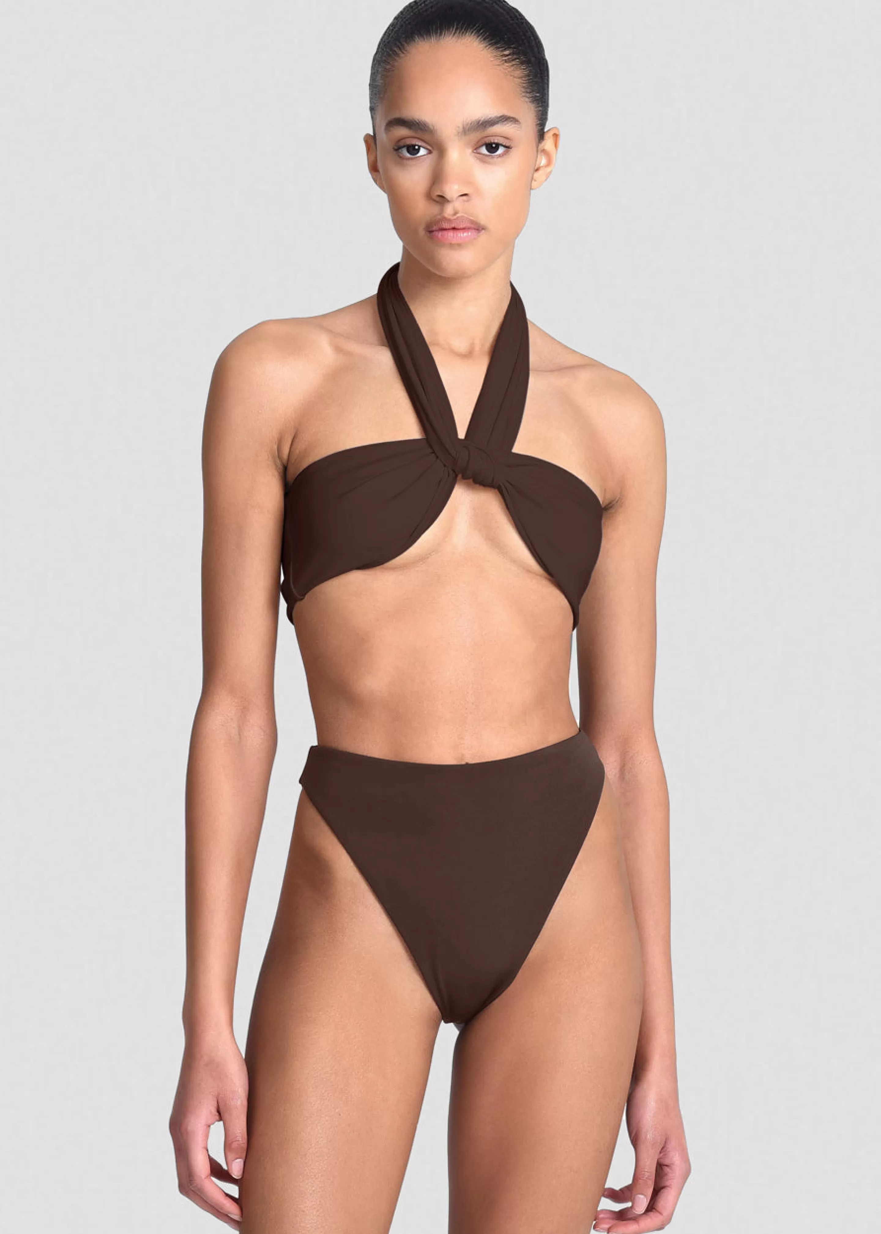 Swimwear | The Frankie Shop Aexae Wrap Tie Swim Top Brown