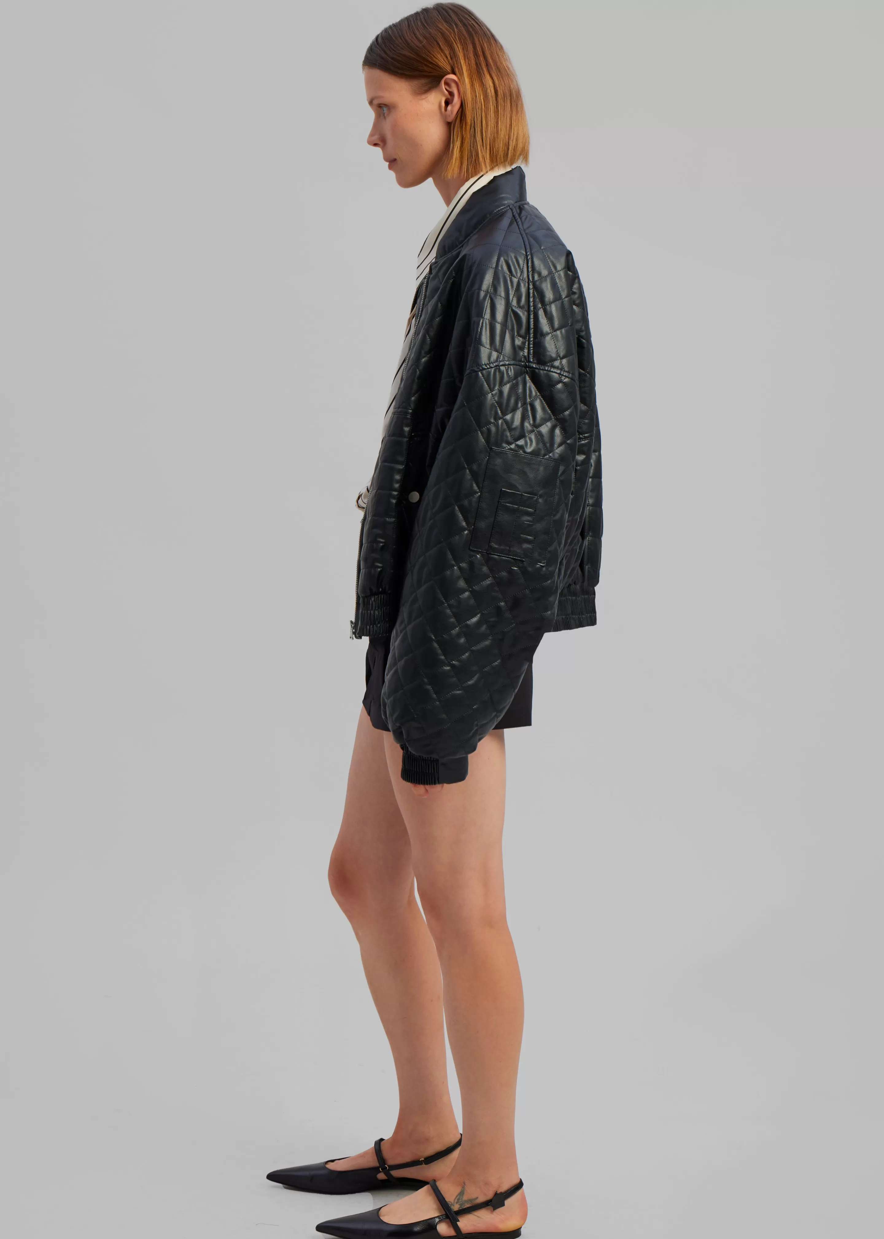 Outerwear | The Frankie Shop Alma Quilted Faux-Leather Bomber Black