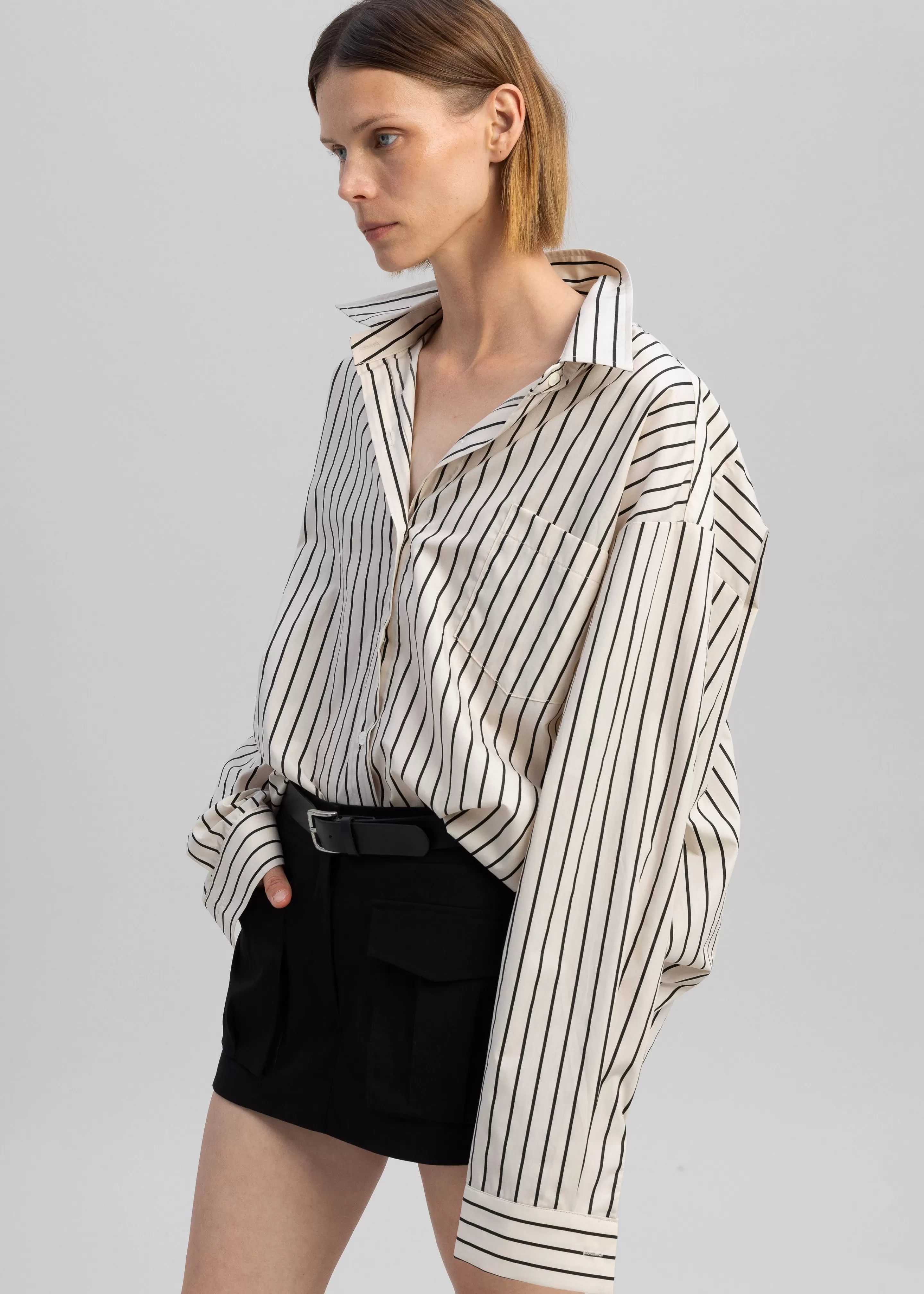 Tops | The Frankie Shop Anette Striped Shirt Cream