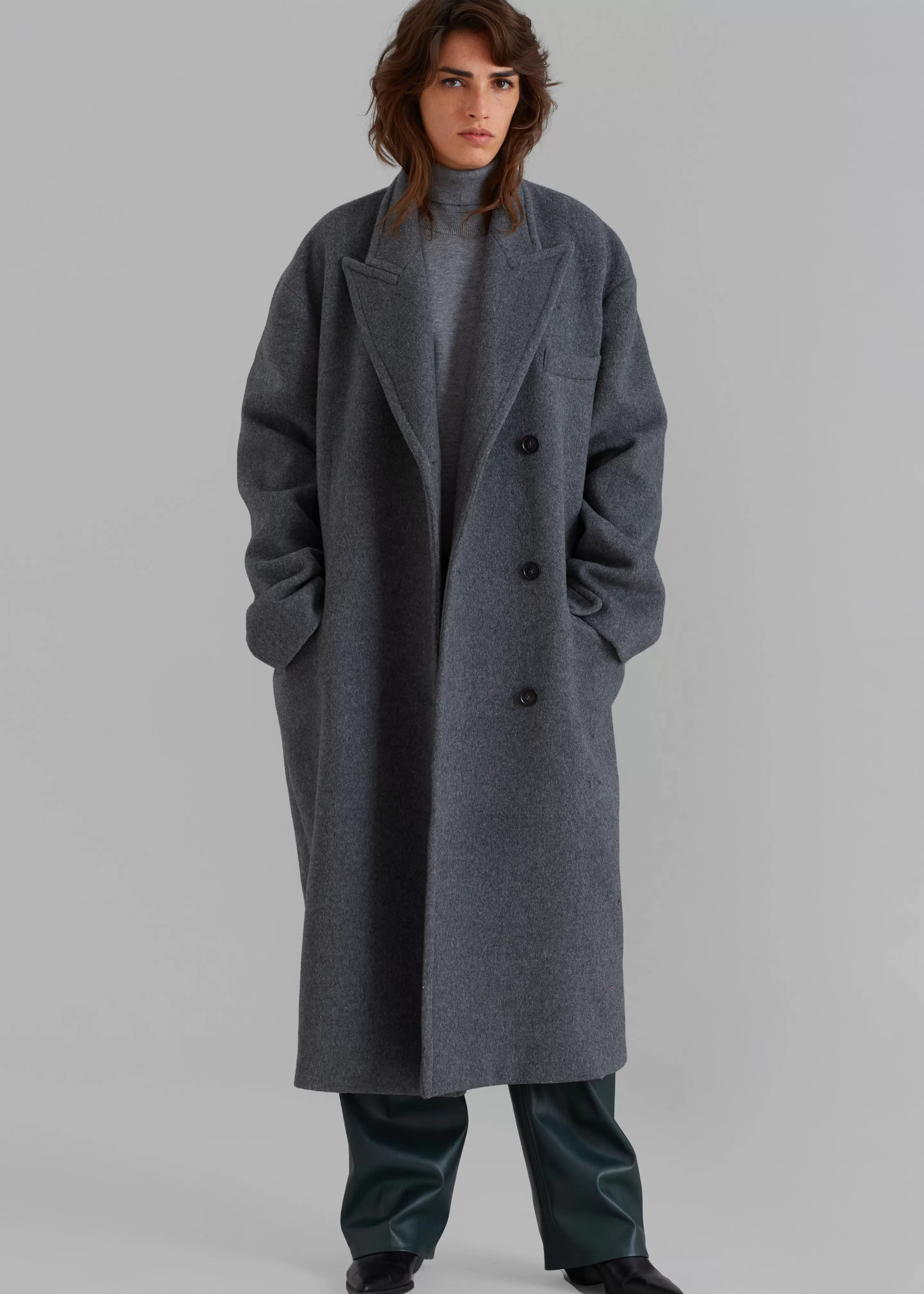 Outerwear | The Frankie Shop Anya Oversized Coat Charcoal