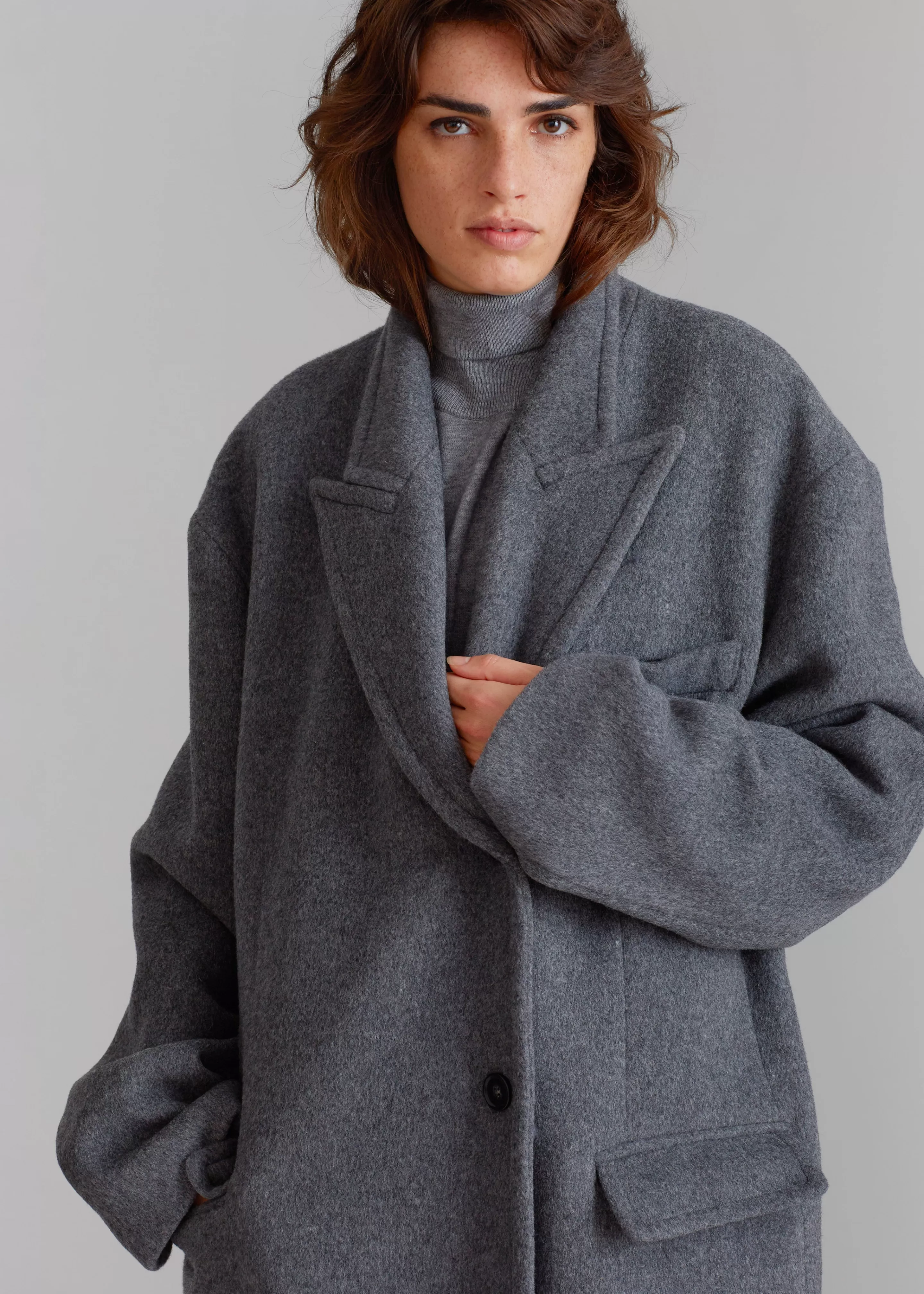 Outerwear | The Frankie Shop Anya Oversized Coat Charcoal