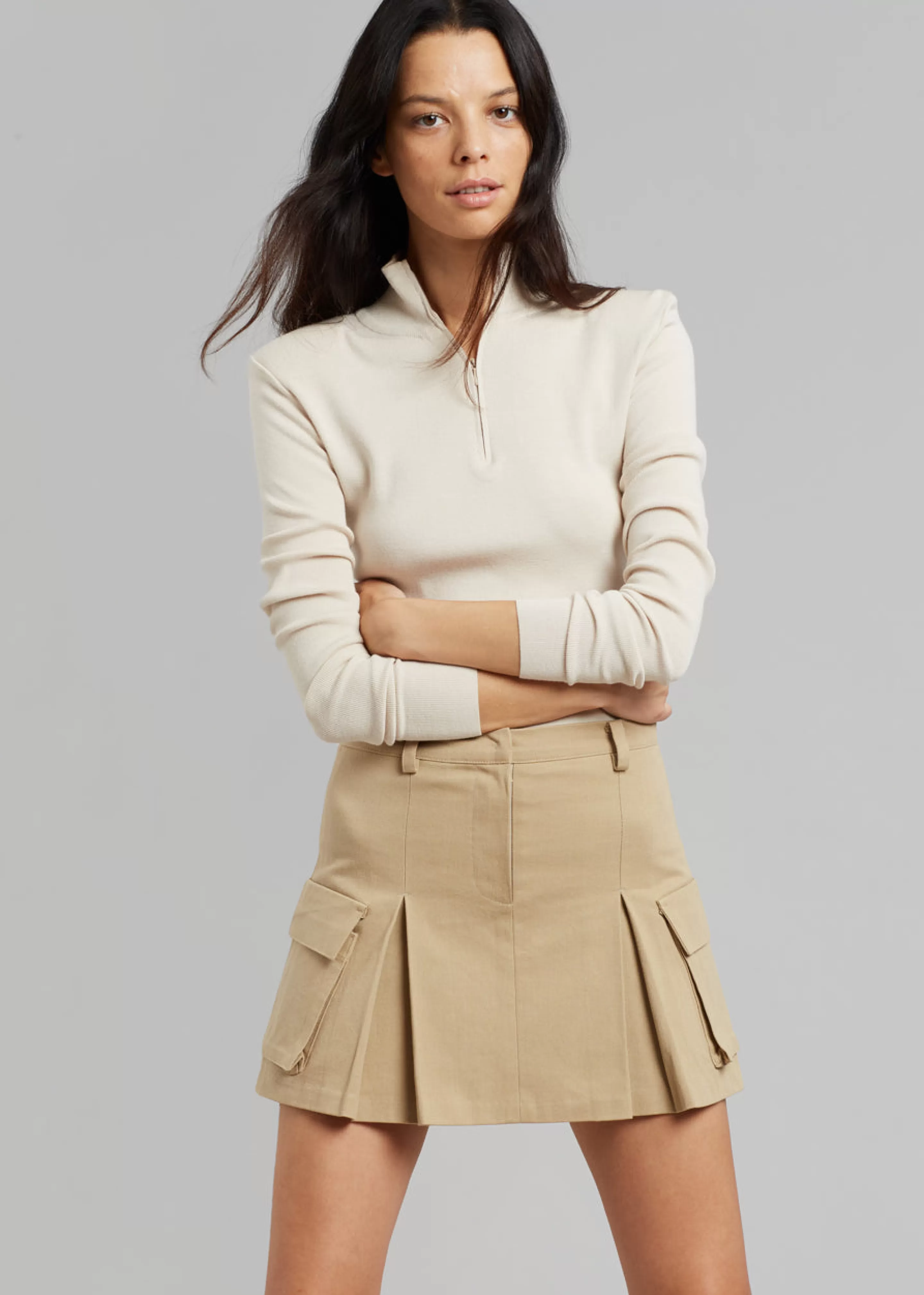 Bottoms | The Frankie Shop Audrey Cargo Pleated Miniskirt Tan