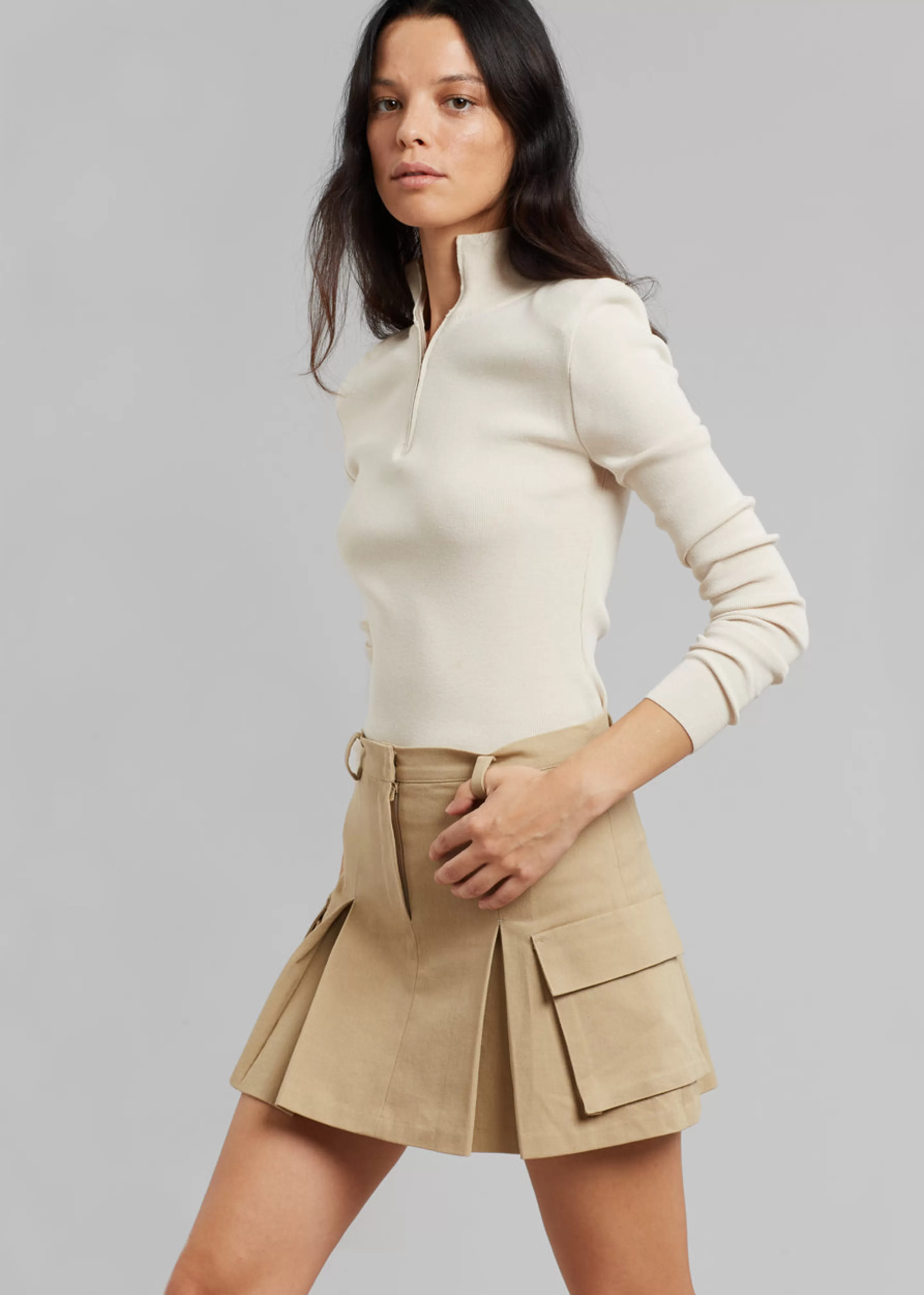 Bottoms | The Frankie Shop Audrey Cargo Pleated Miniskirt Tan