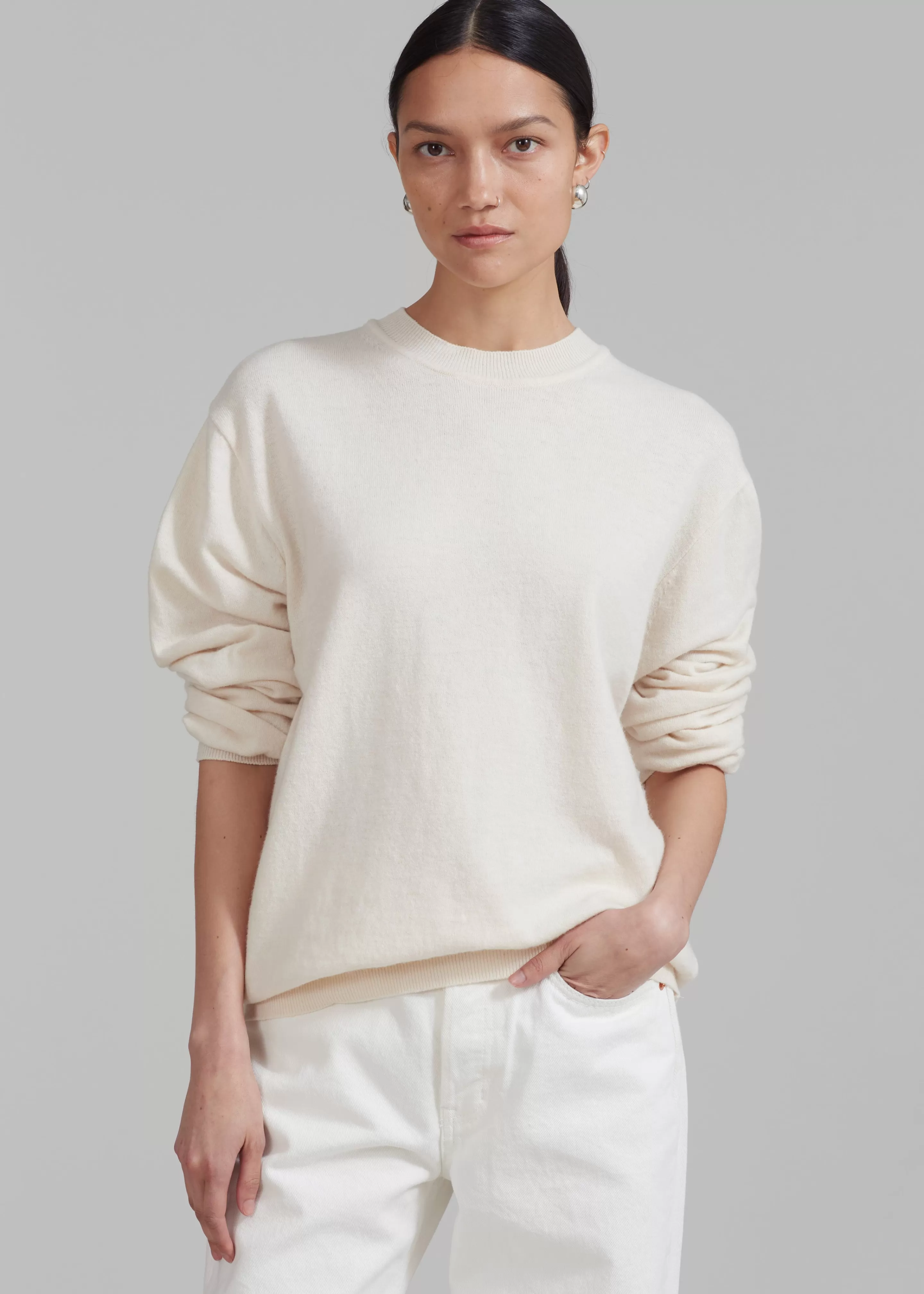 Knitwear | The Frankie Shop Aurora Wool Blend Knit Sweater Cream