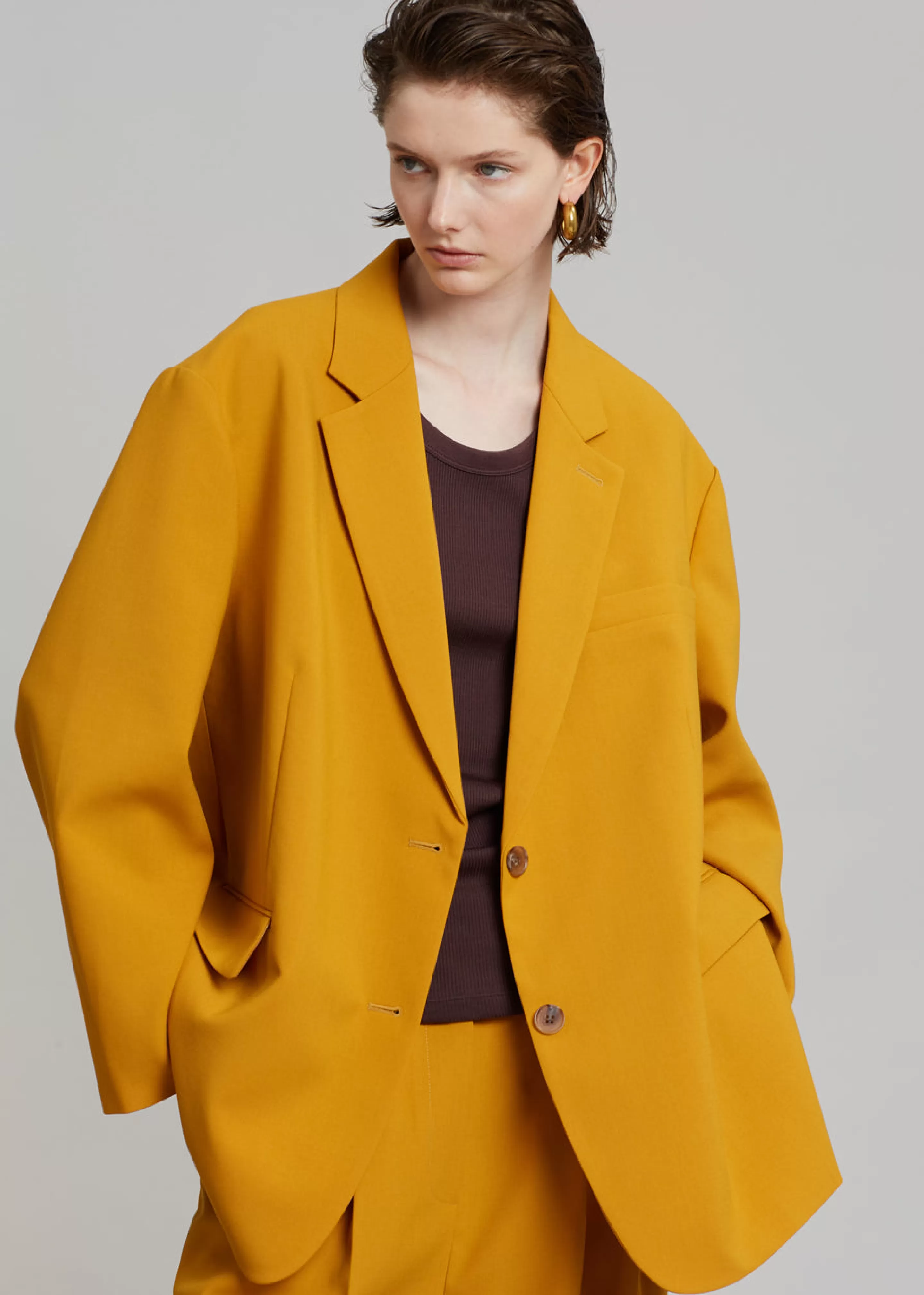 Outerwear | The Frankie Shop Bea Blazer Mustard