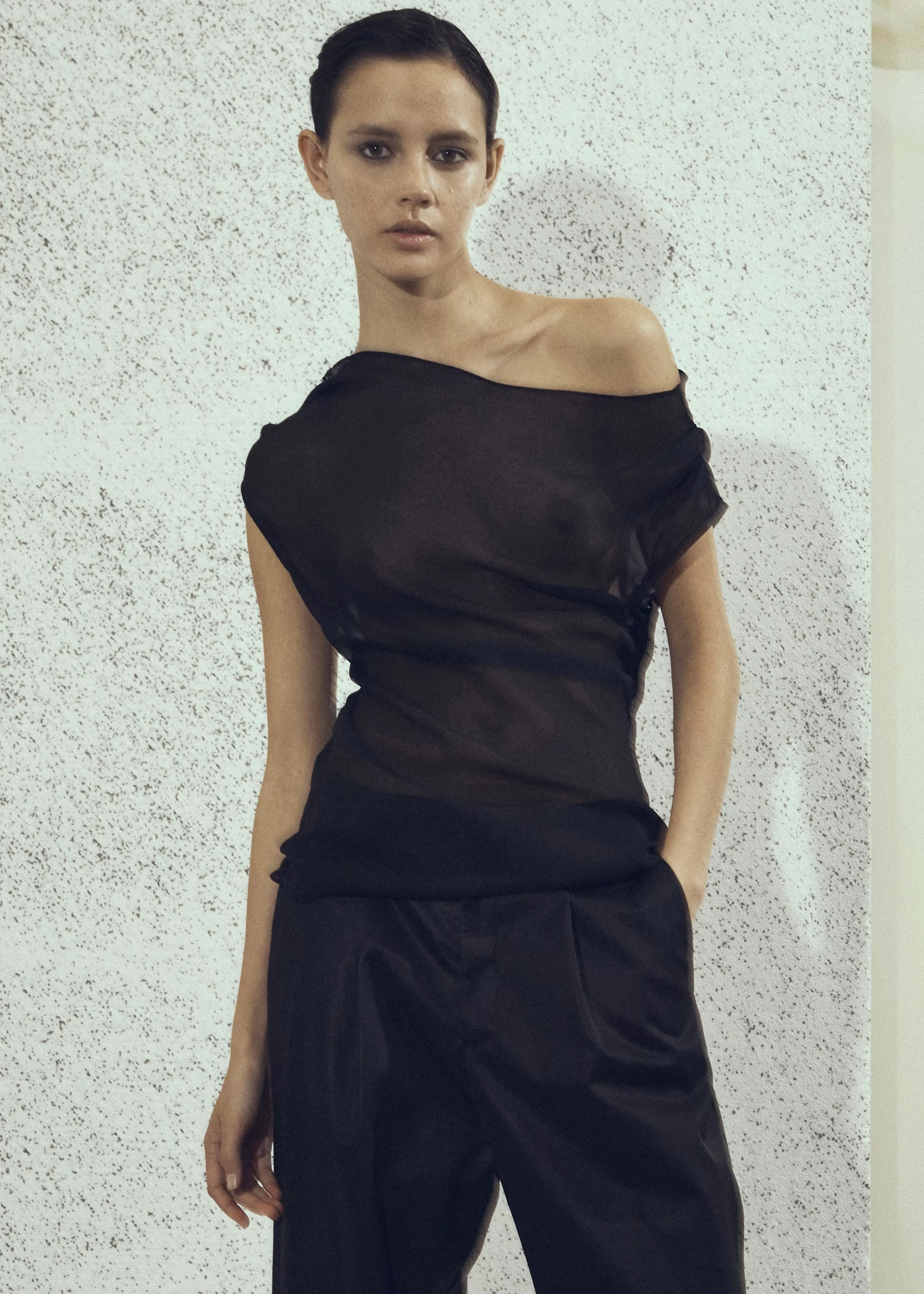 Tops | The Frankie Shop Beare Park Silk Georgette Off The Shoulder Top Black