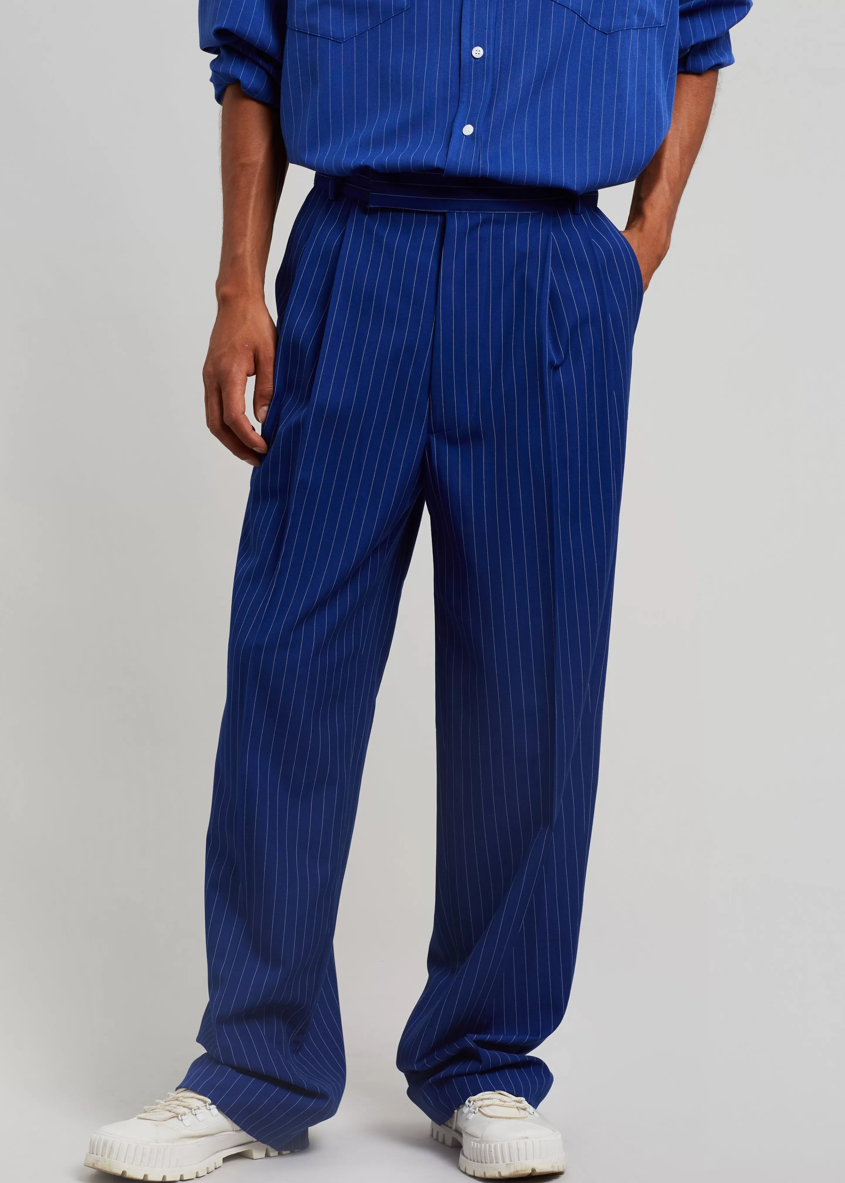 Bottoms | The Frankie Shop Beo Fluid Stripe Suit Pants Deep Blue