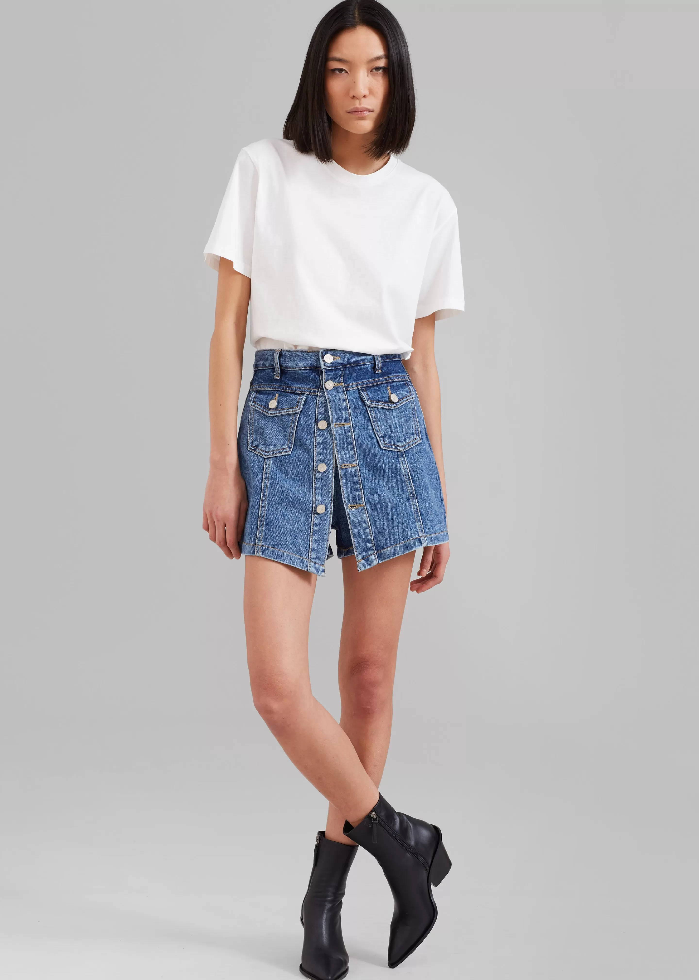 Bottoms | The Frankie Shop Blades Denim Skort Medium Wash