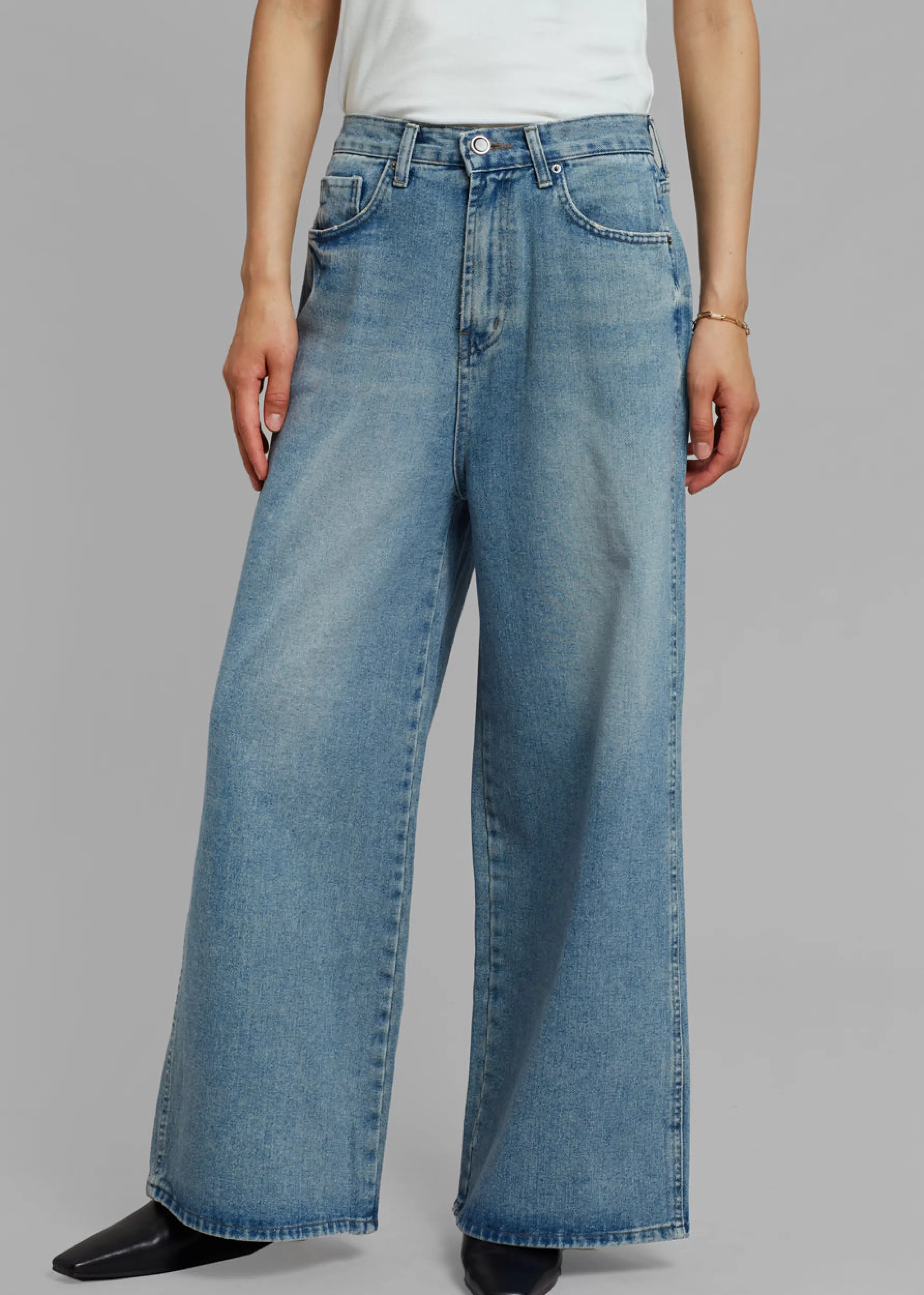 Bottoms | The Frankie Shop Boli Wide Pants Blue Denim