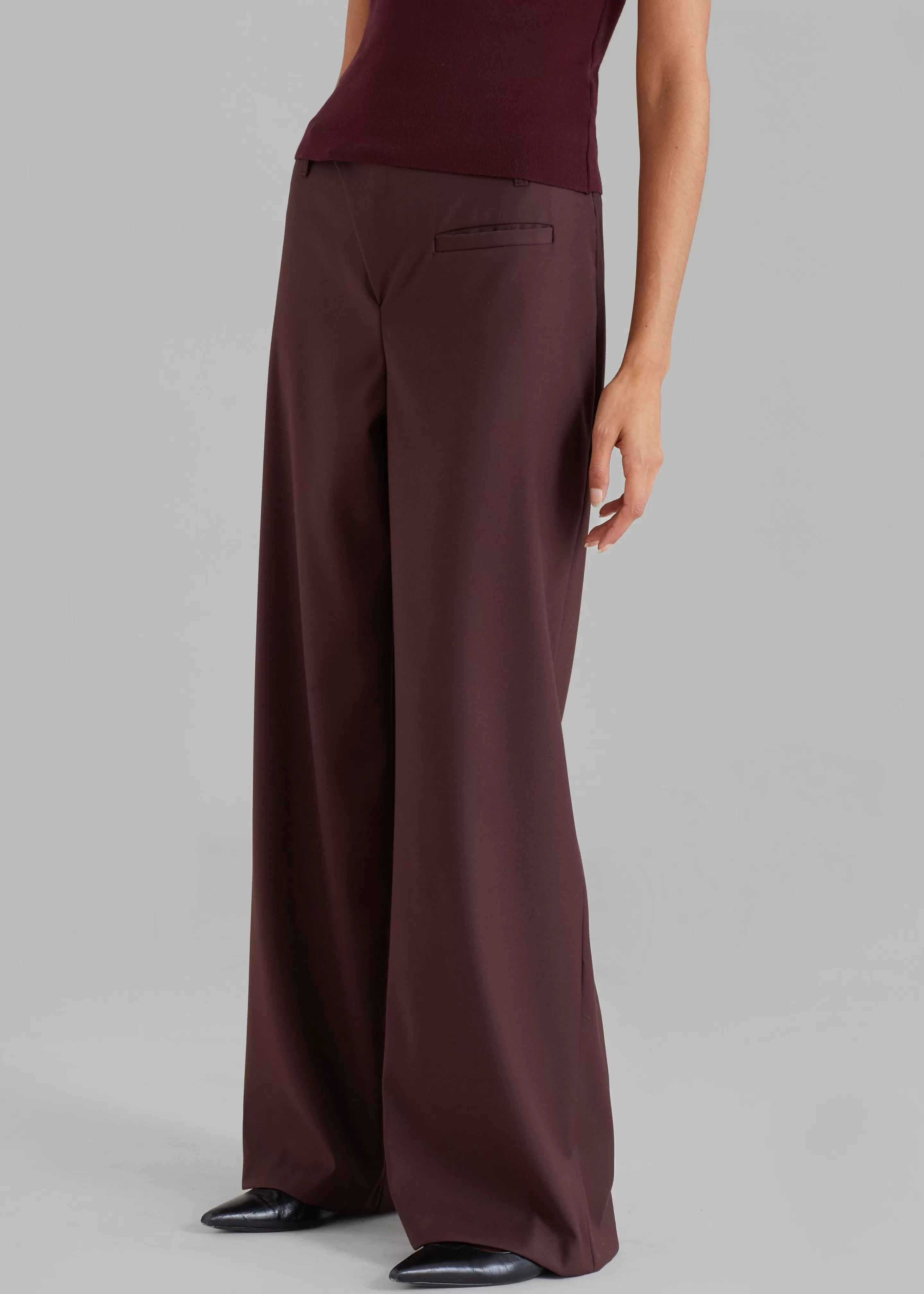 Bottoms | The Frankie Shop Brenna Wide Trousers Burgundy