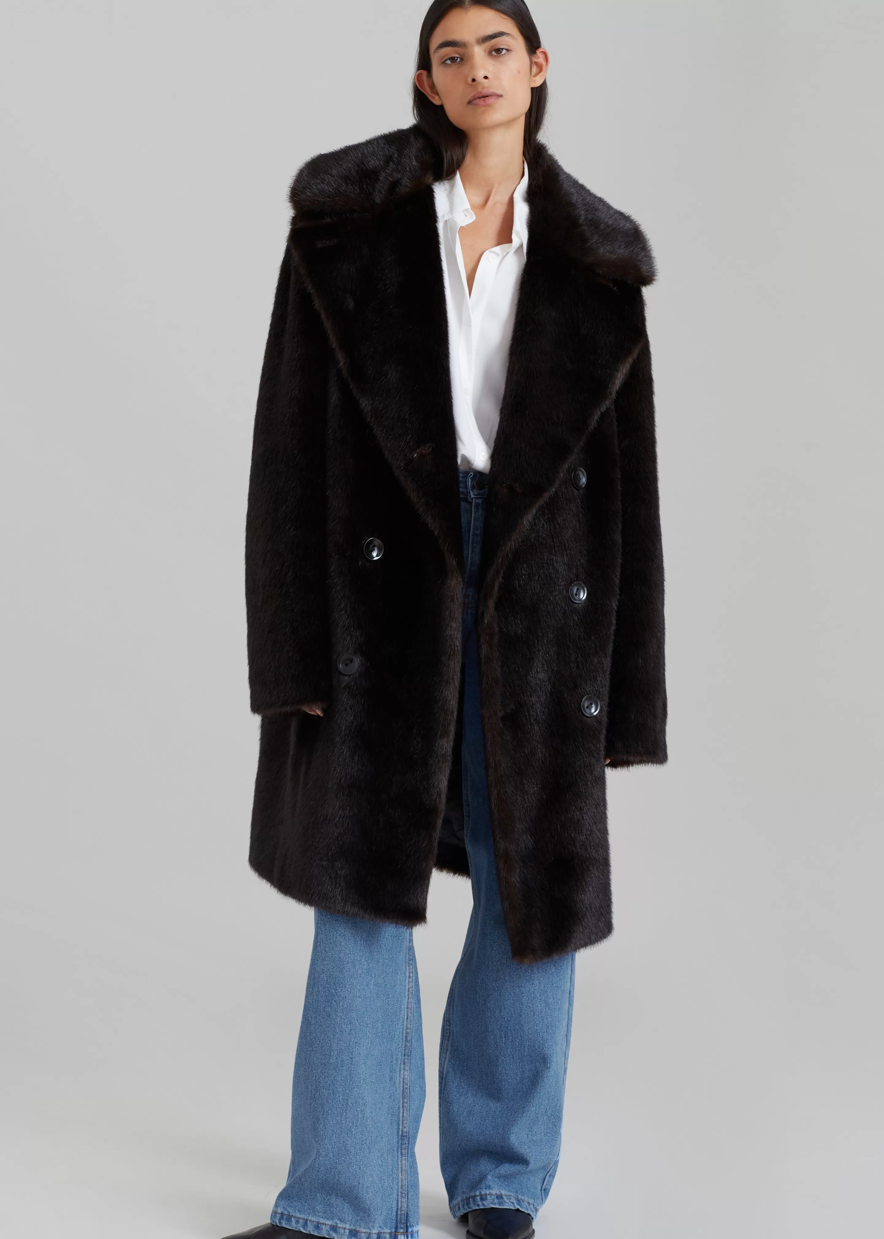 Outerwear | The Frankie Shop Brooke Faux Fur Coat Dark Espresso