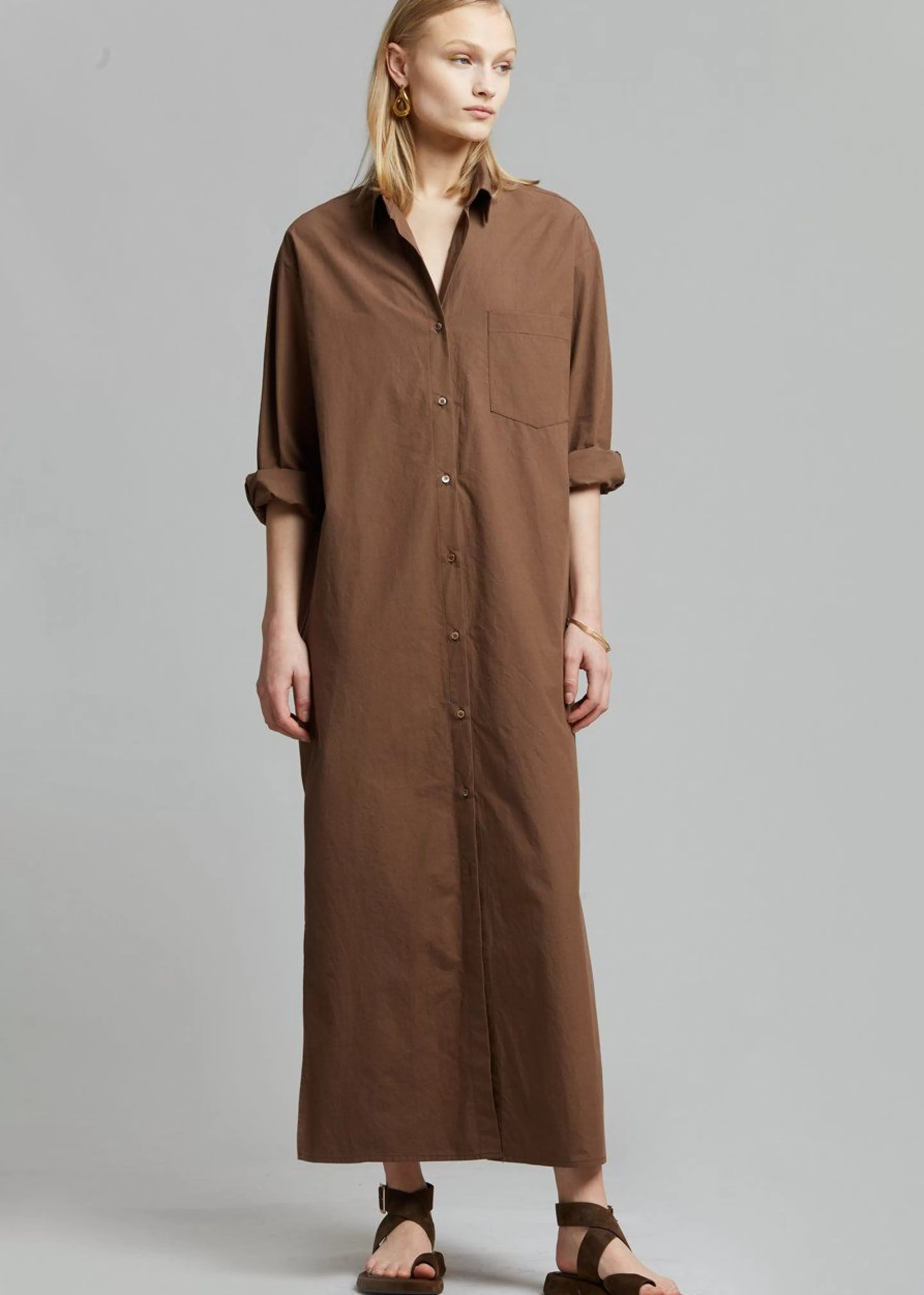 Dresses | The Frankie Shop Cala Organic Cotton Shirt Dress Chocolate