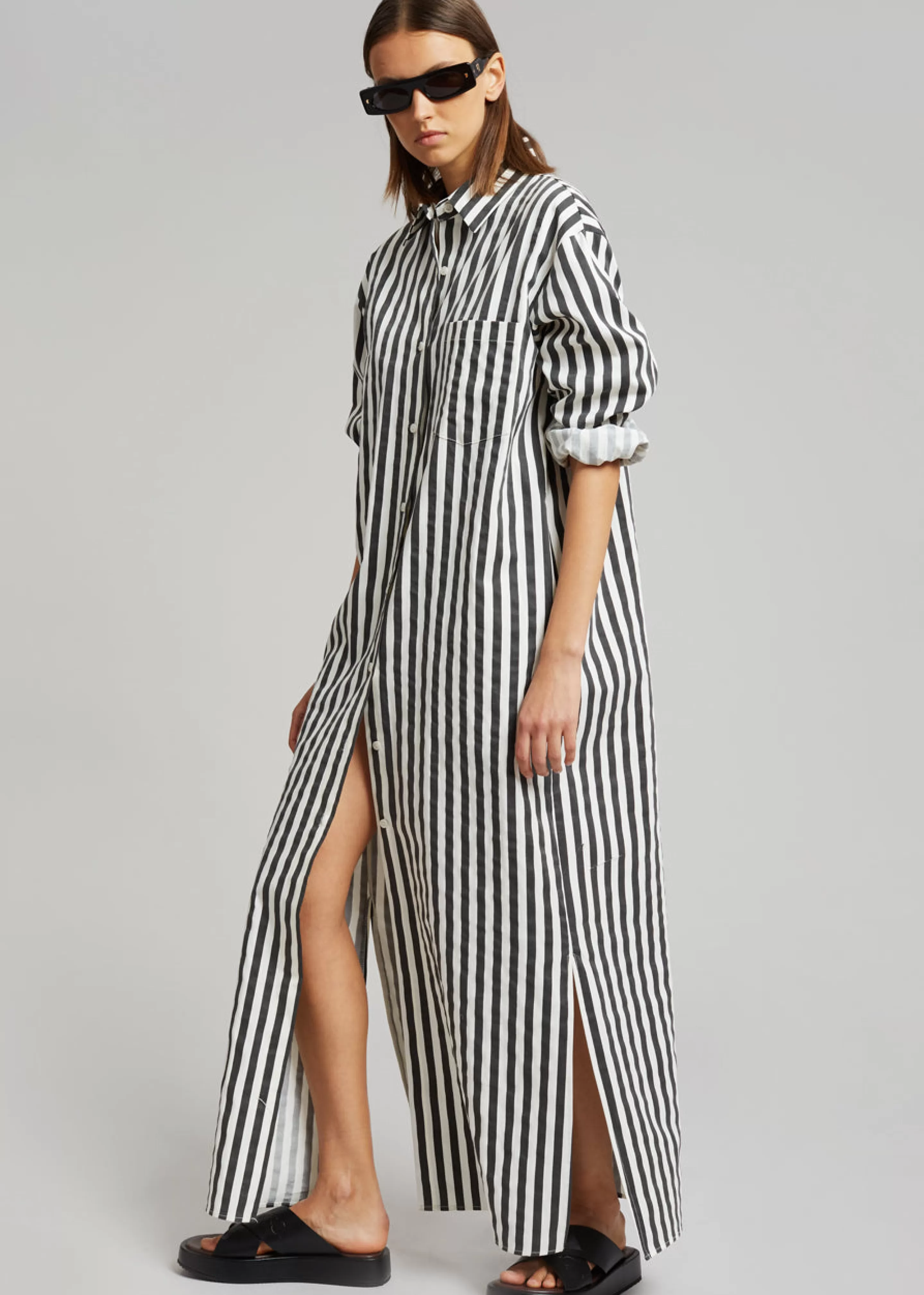 Dresses | The Frankie Shop Cala Shirt Dress Black Stripe