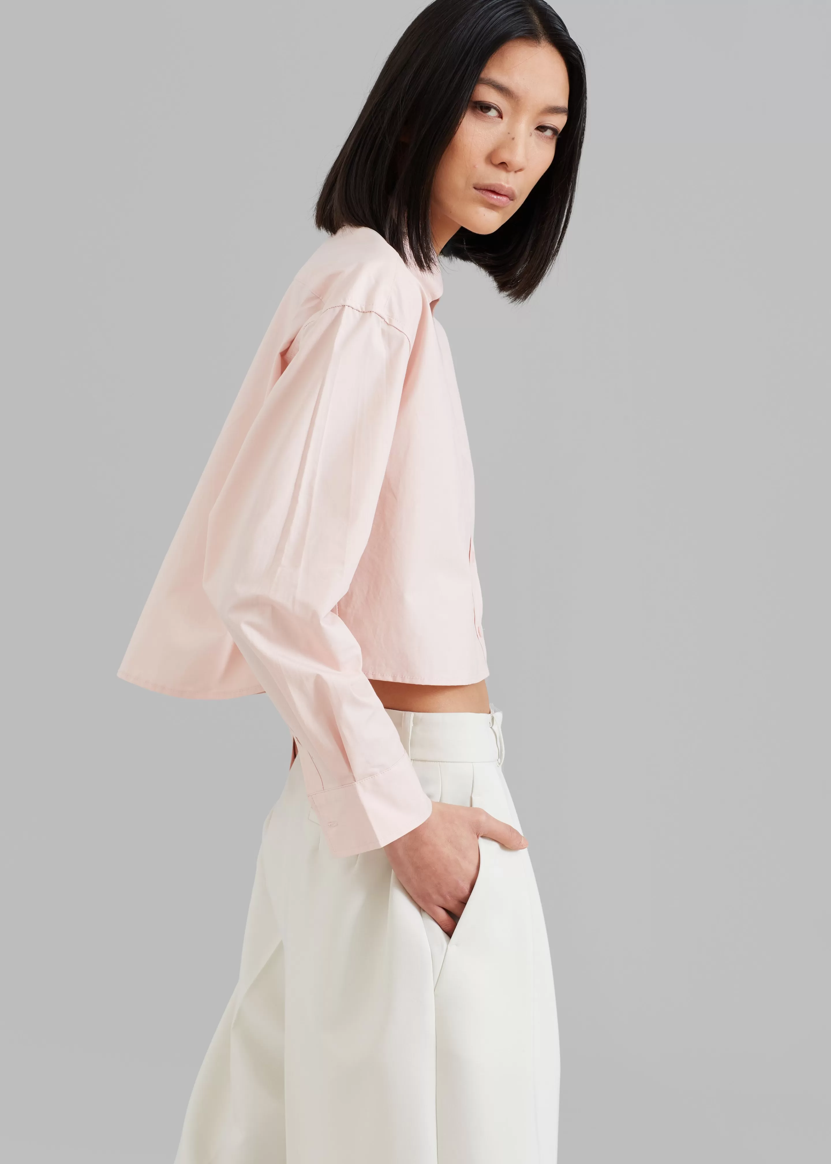 Tops | The Frankie Shop Caracas Cropped Shirt Pink