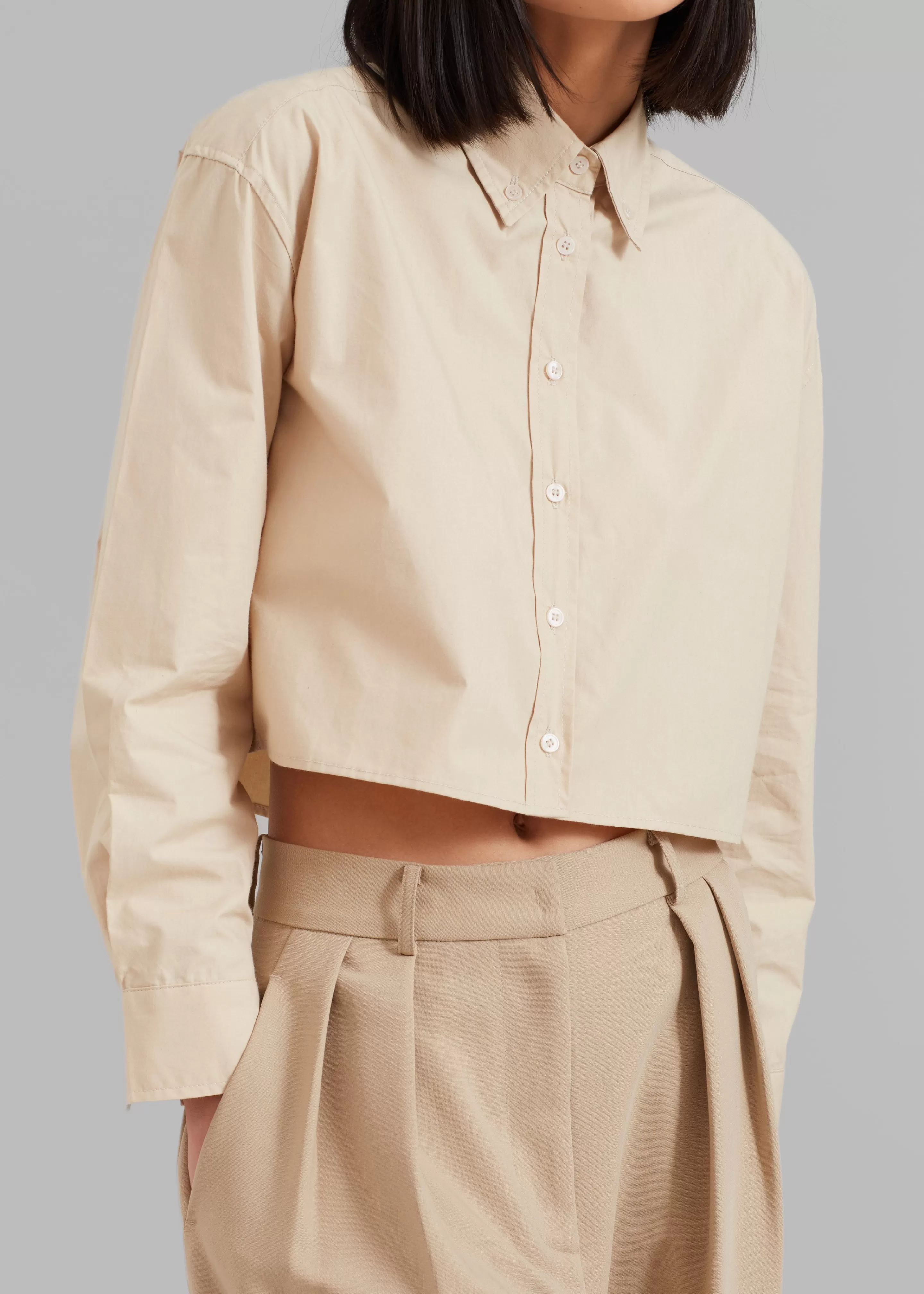 Tops | The Frankie Shop Caracas Cropped Shirt Beige