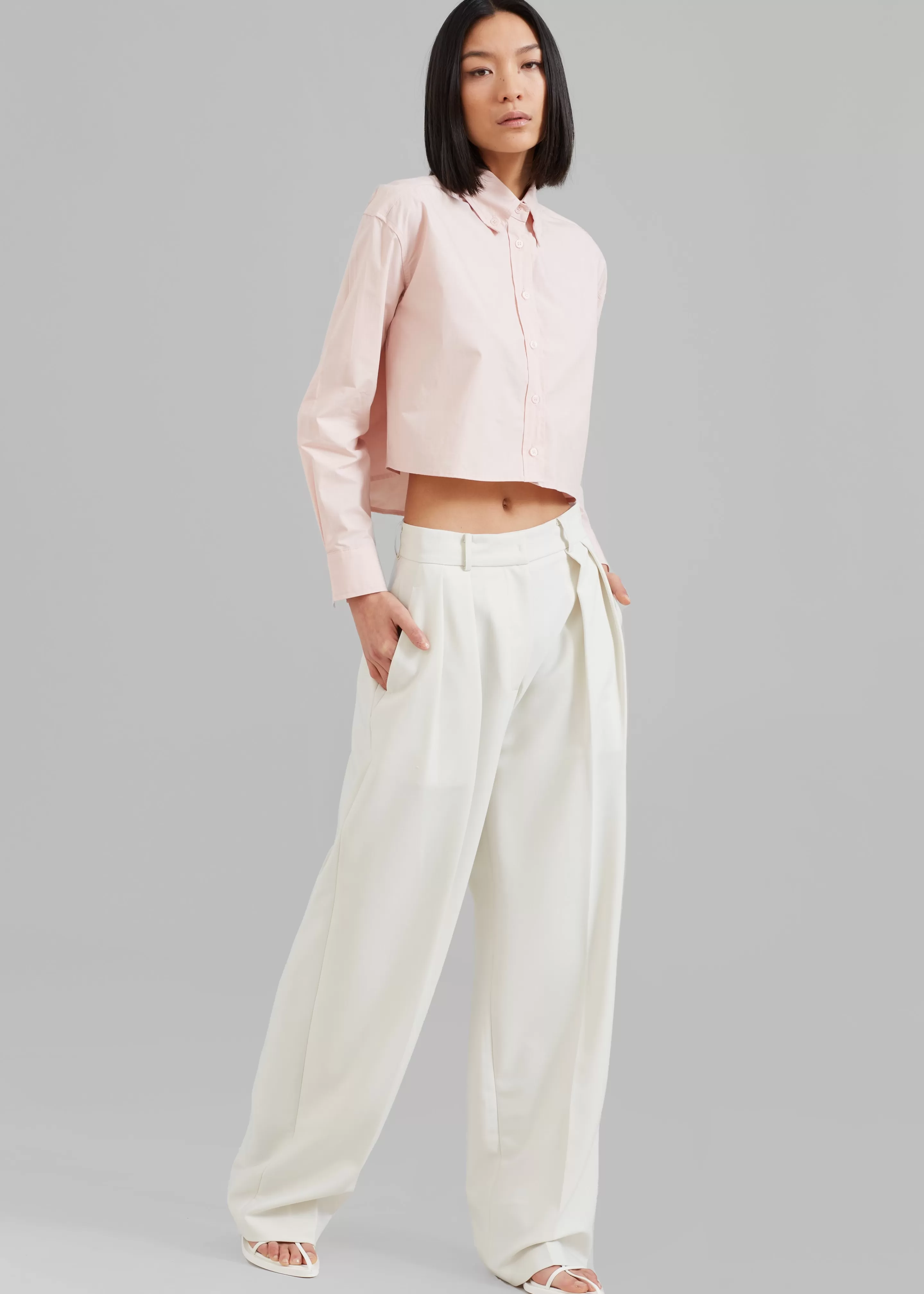 Tops | The Frankie Shop Caracas Cropped Shirt Pink