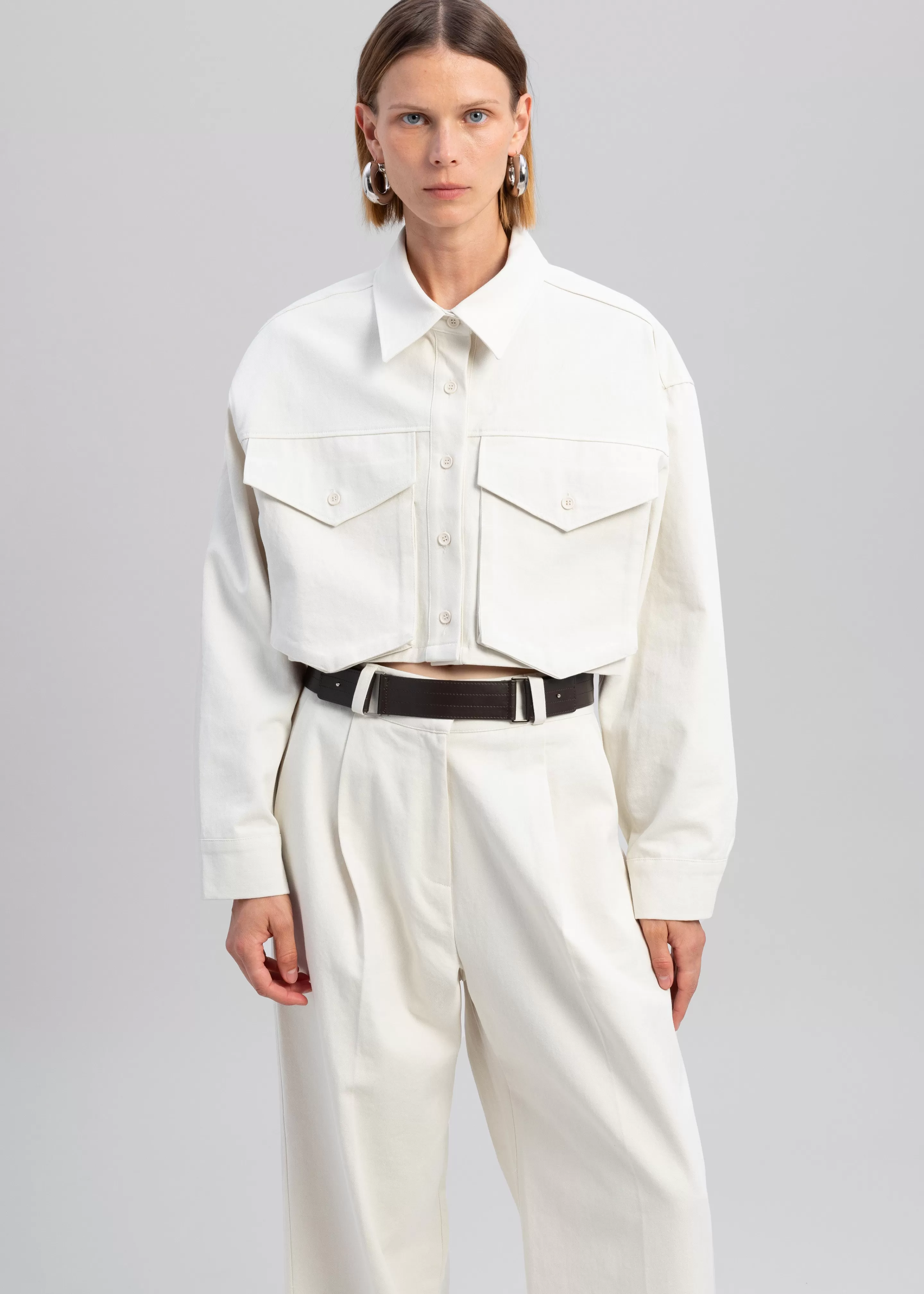 Tops | The Frankie Shop Carline Pocket Shirt Cream