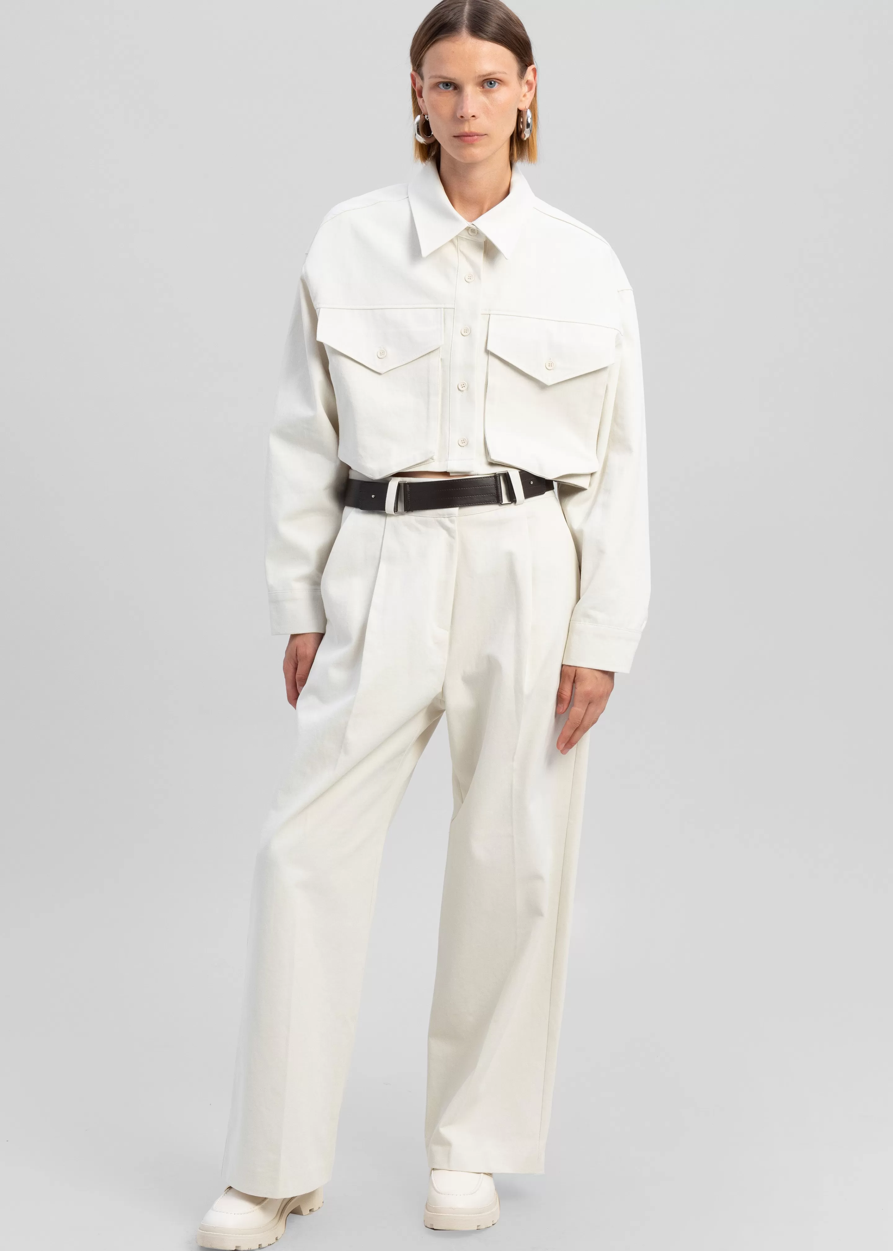 Tops | The Frankie Shop Carline Pocket Shirt Cream