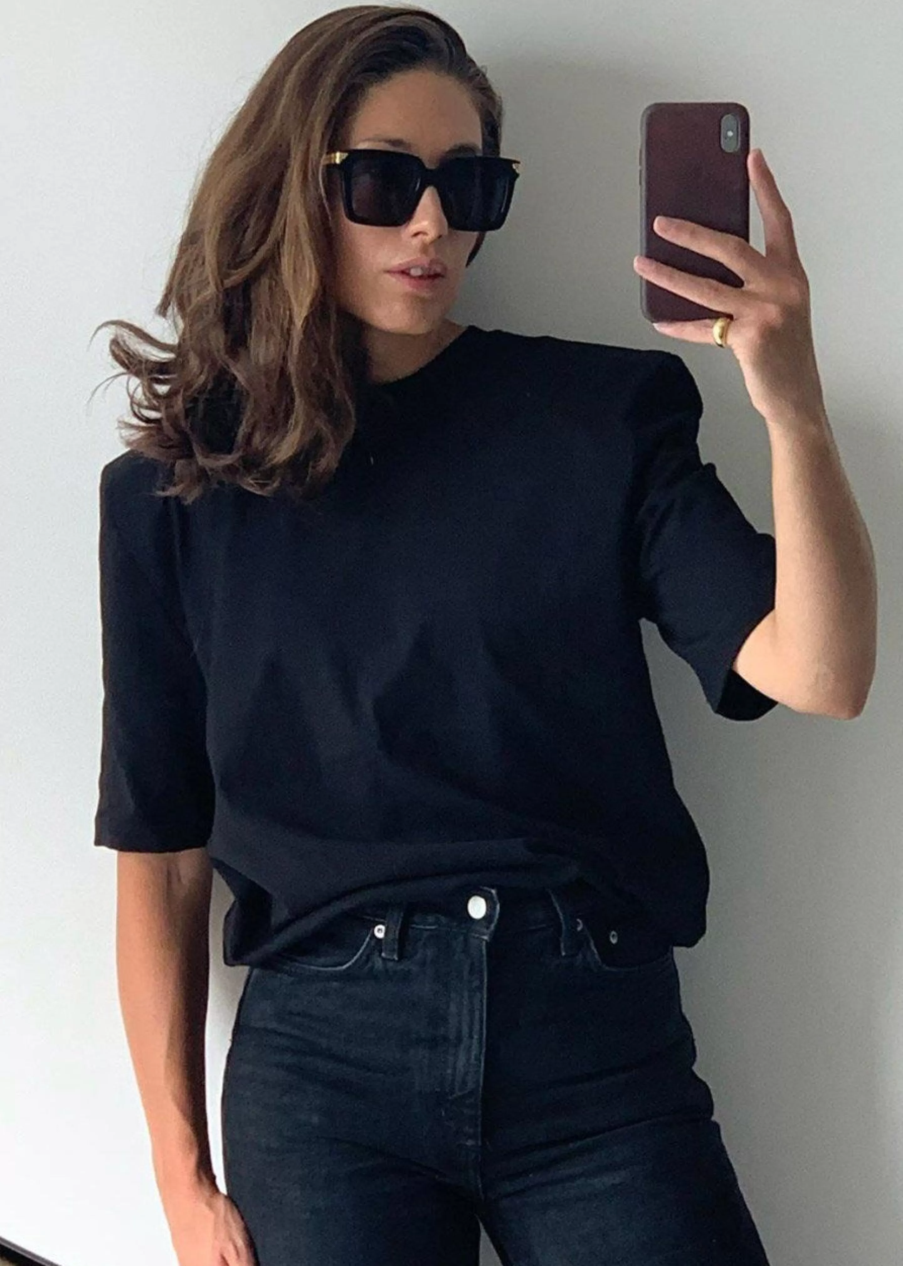 Tops | The Frankie Shop Carrington Padded Shoulder Tee Black