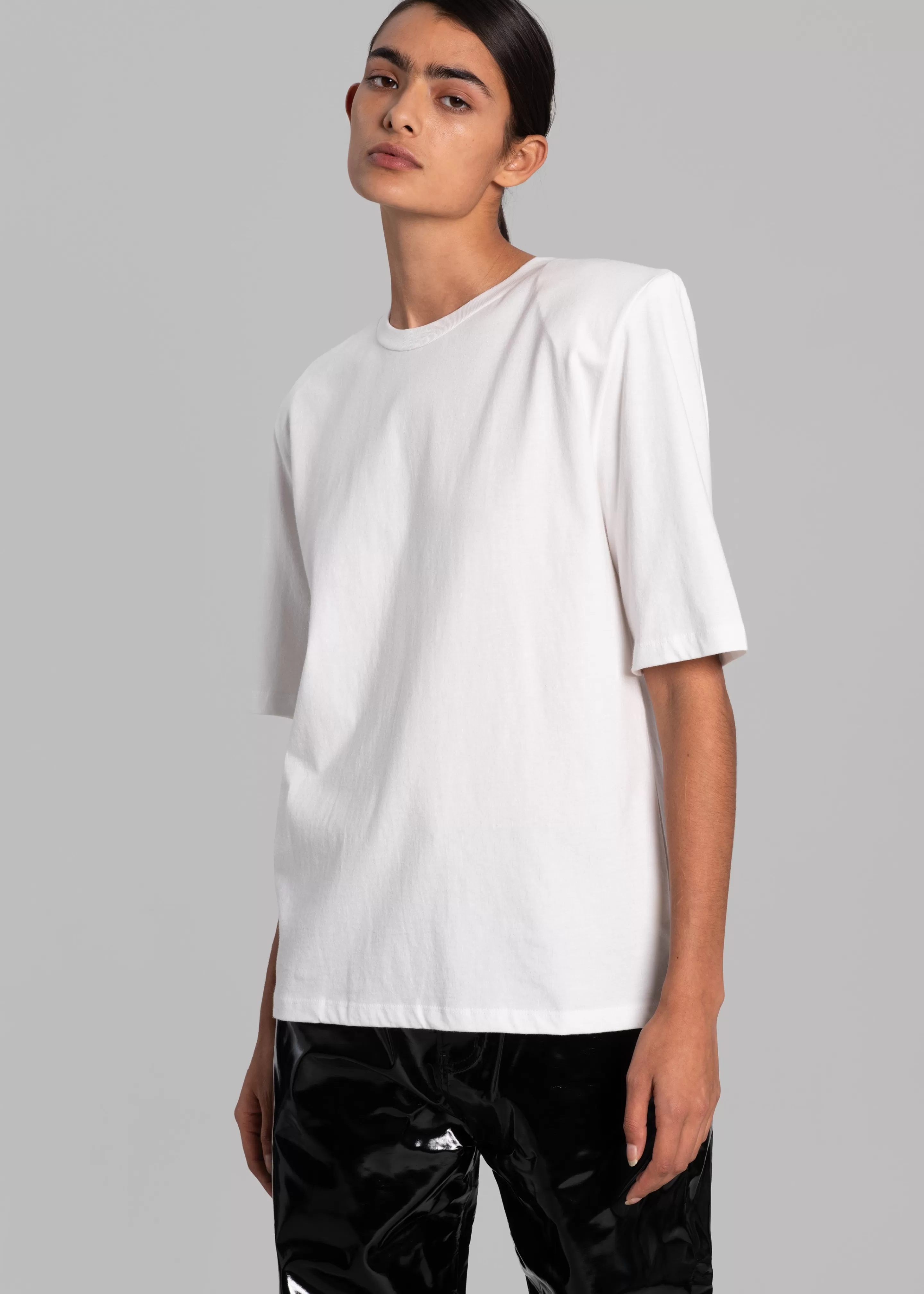 Tops | The Frankie Shop Carrington Padded Shoulder Tee White