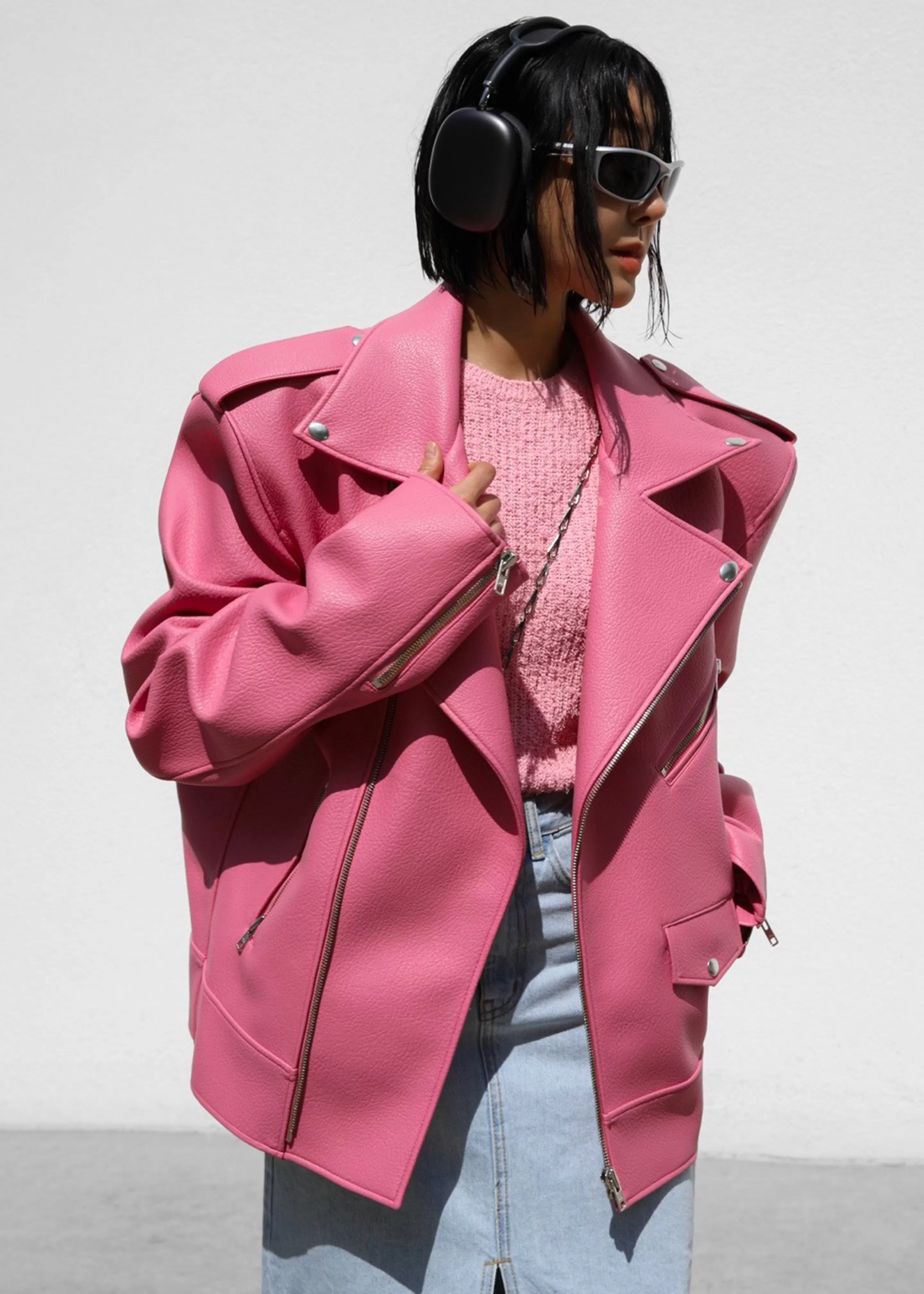 Outerwear | The Frankie Shop Chicago Oversized Perfecto Jacket Pink