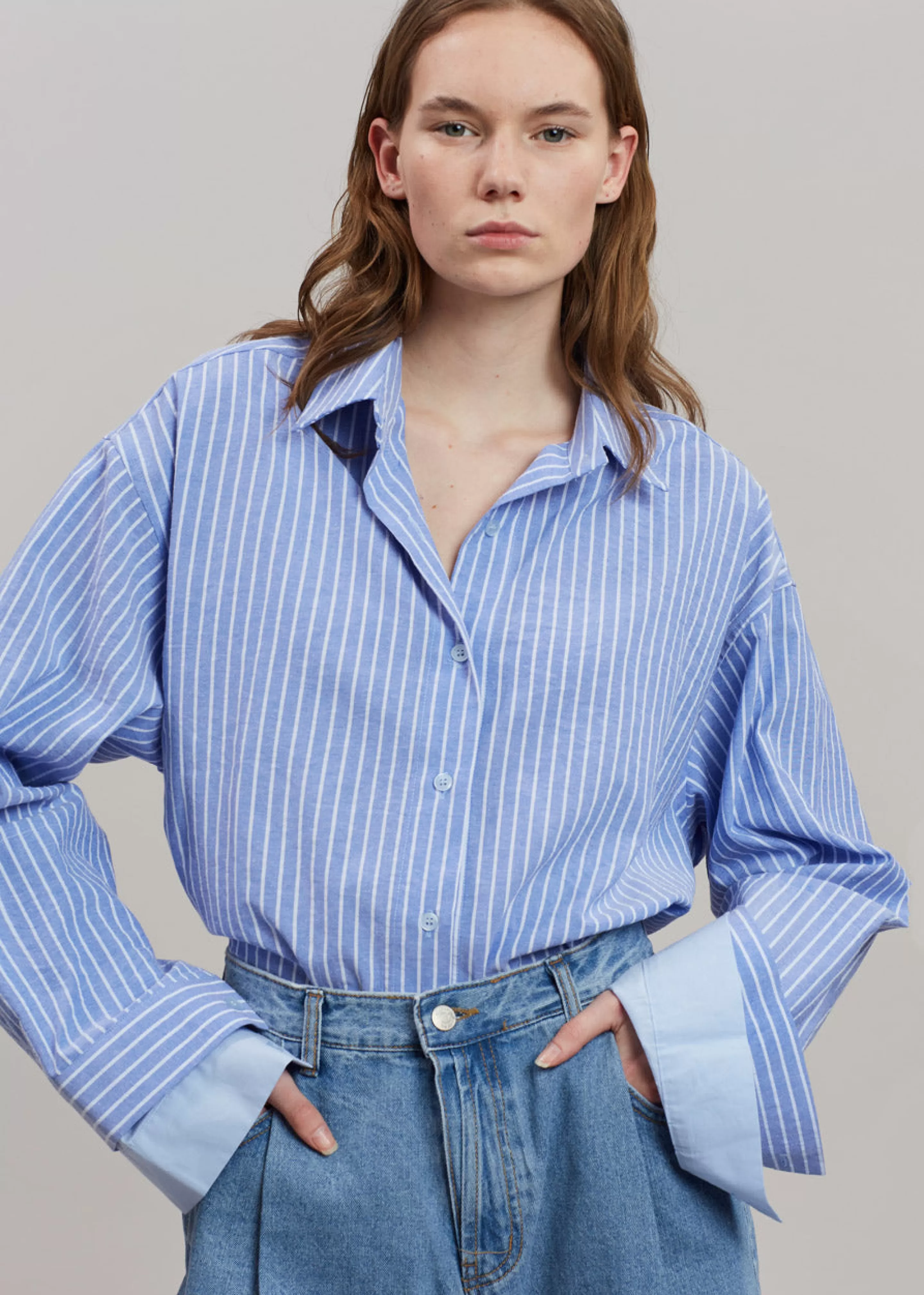 Tops | The Frankie Shop Christa Striped Shirt Blue