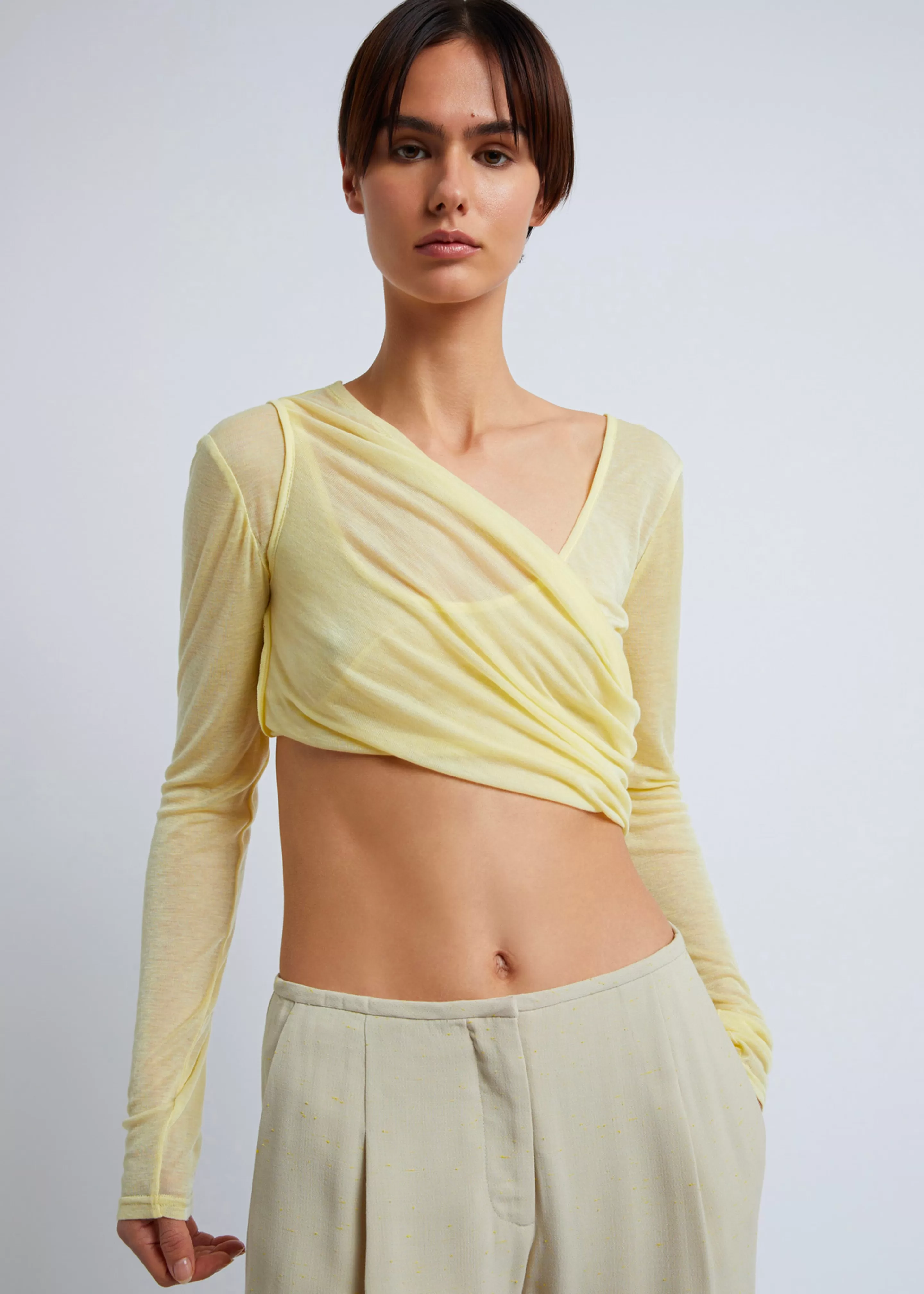 Tops | The Frankie Shop Christopher Esber Folded Crop L/S Top Custard