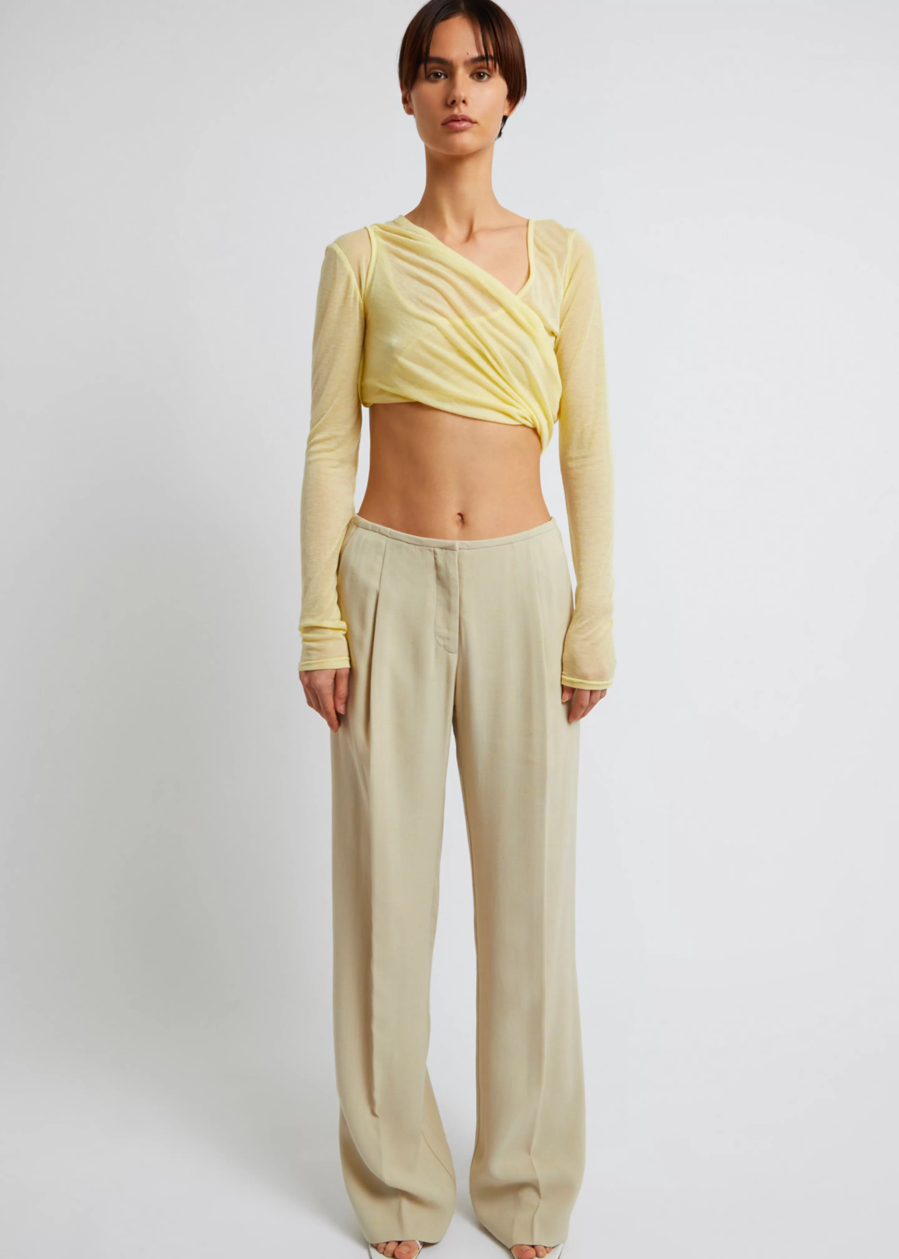 Tops | The Frankie Shop Christopher Esber Folded Crop L/S Top Custard