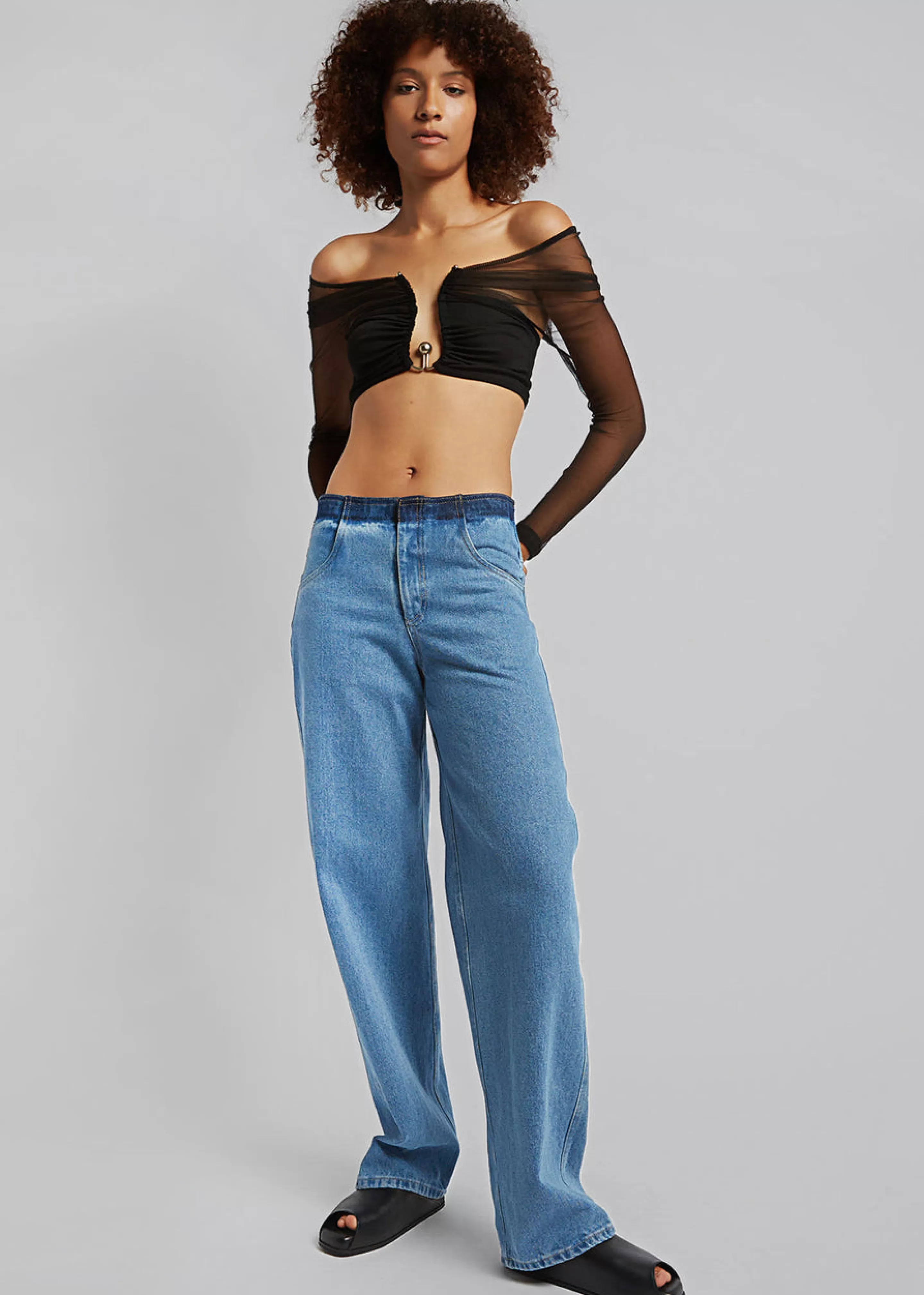 Tops | The Frankie Shop Christopher Esber Polar Orbit Shawl Crop Black