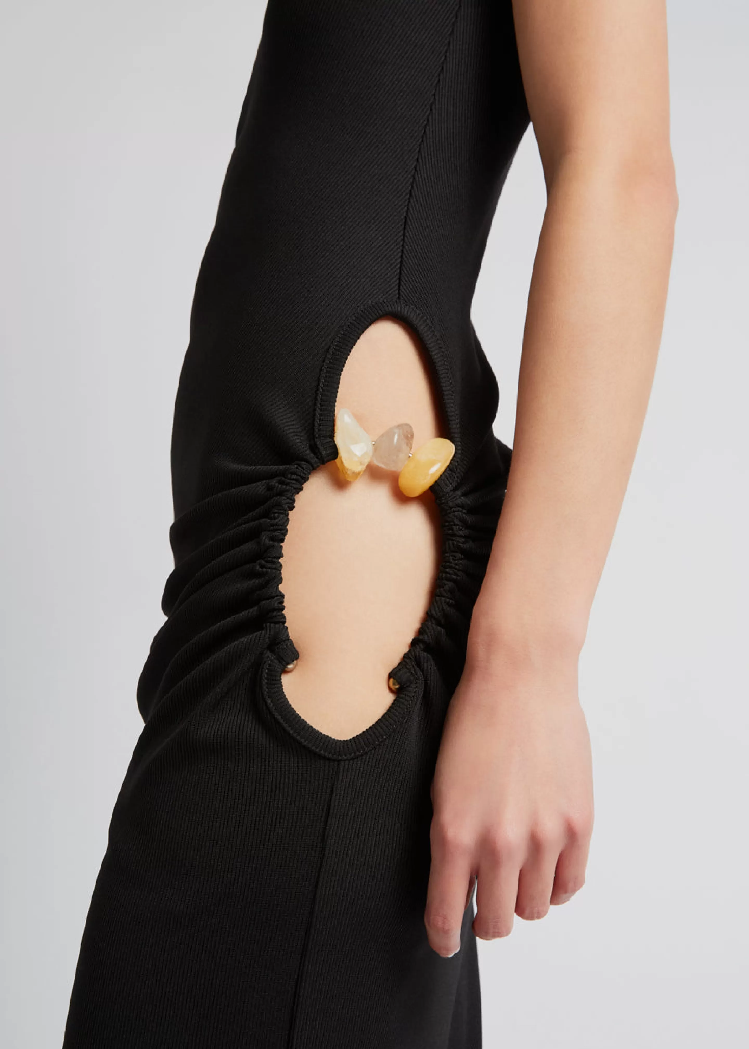 Dresses | The Frankie Shop Christopher Esber Ruched Quartz Hip Tank Dress Black/Yellow Stones