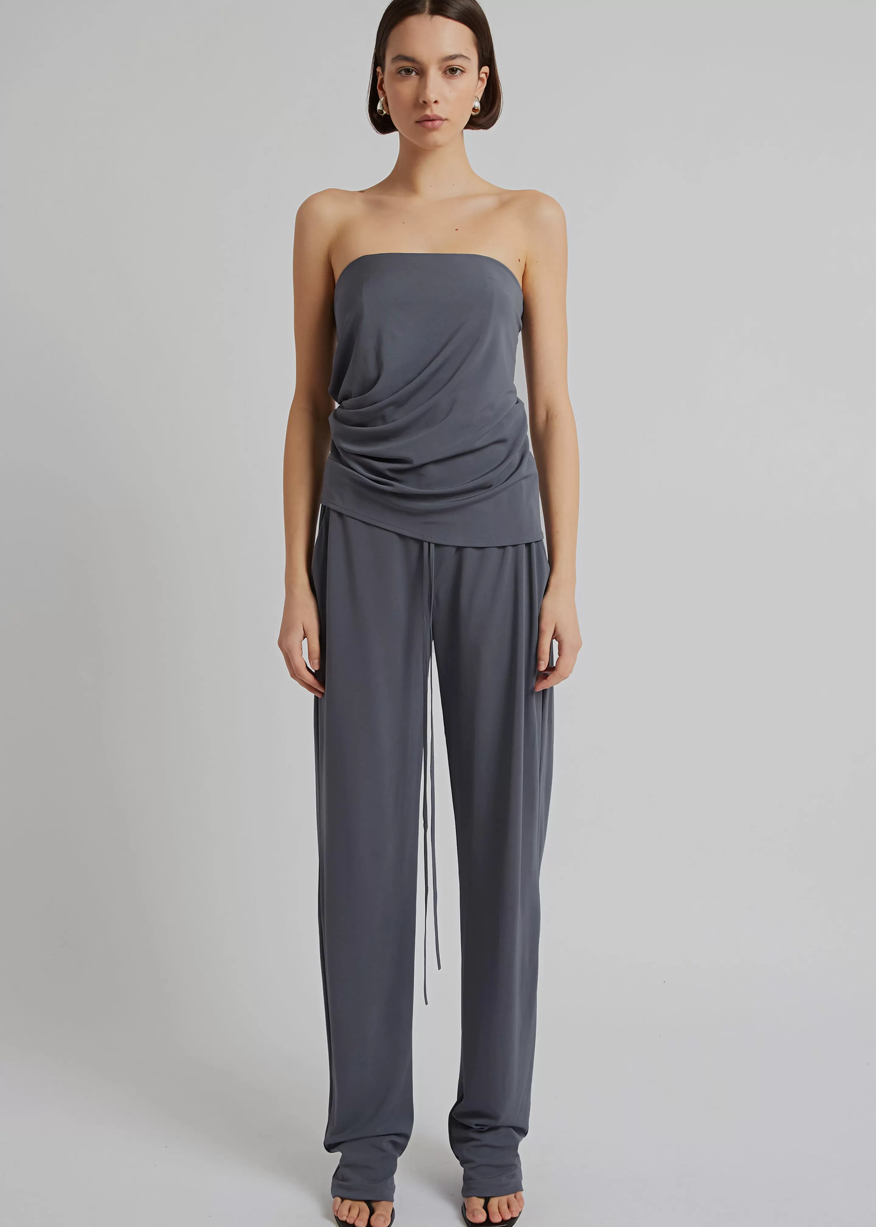 Tops | The Frankie Shop Christopher Esber Side Cowl Strapless Top Charcoal