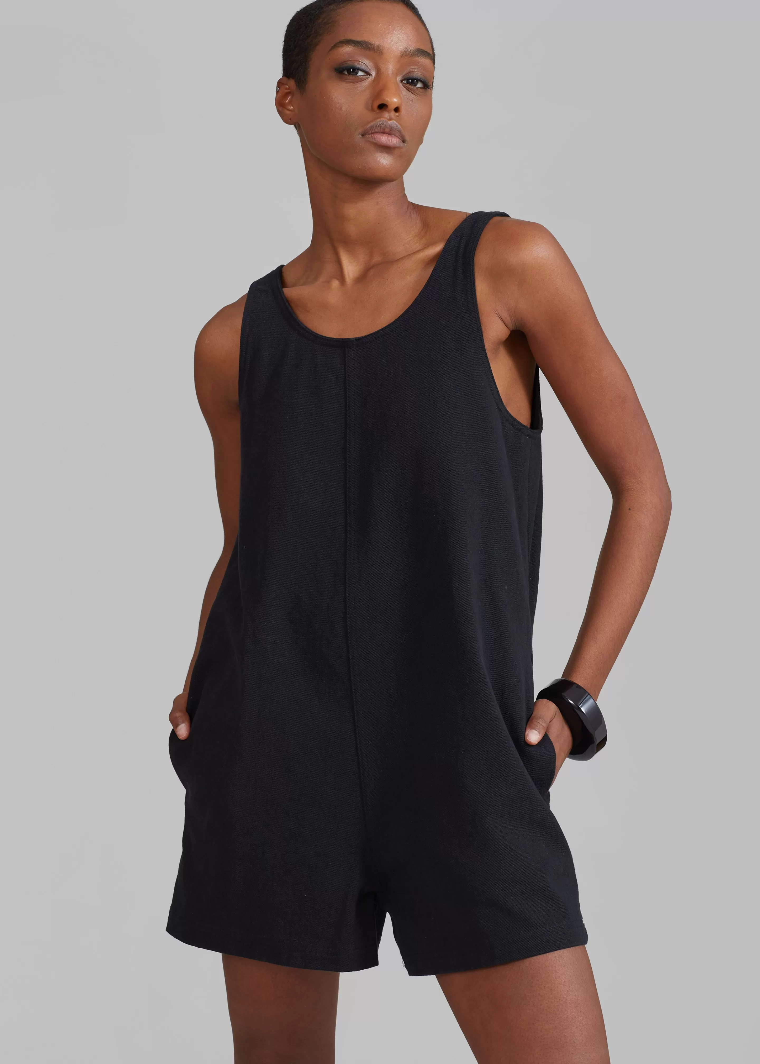 Jumpsuits | The Frankie Shop Claris Twill Romper Black