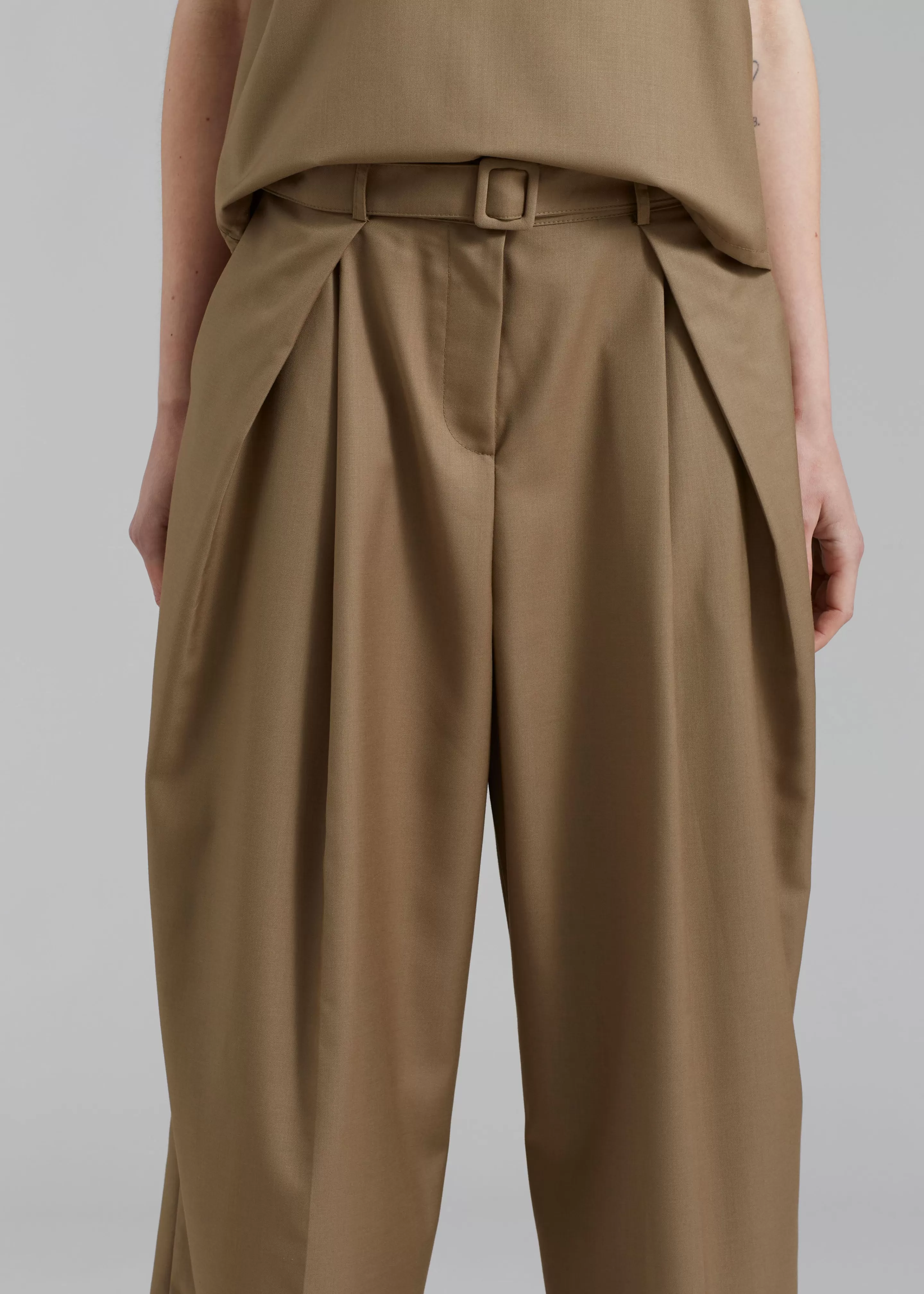 Bottoms | The Frankie Shop Clay Belted Pants Desert Taupe