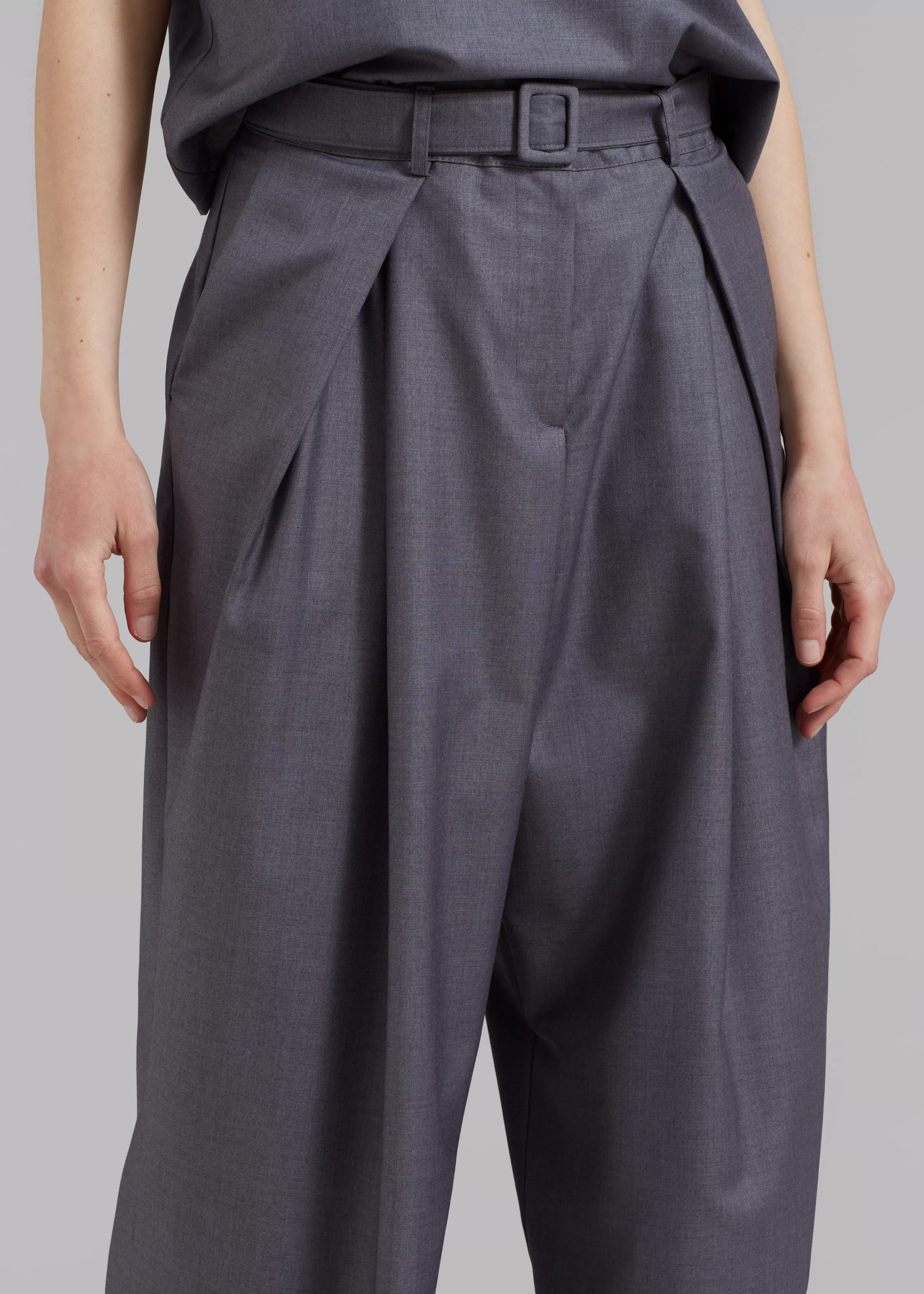 Bottoms | The Frankie Shop Clay Belted Pants Grey