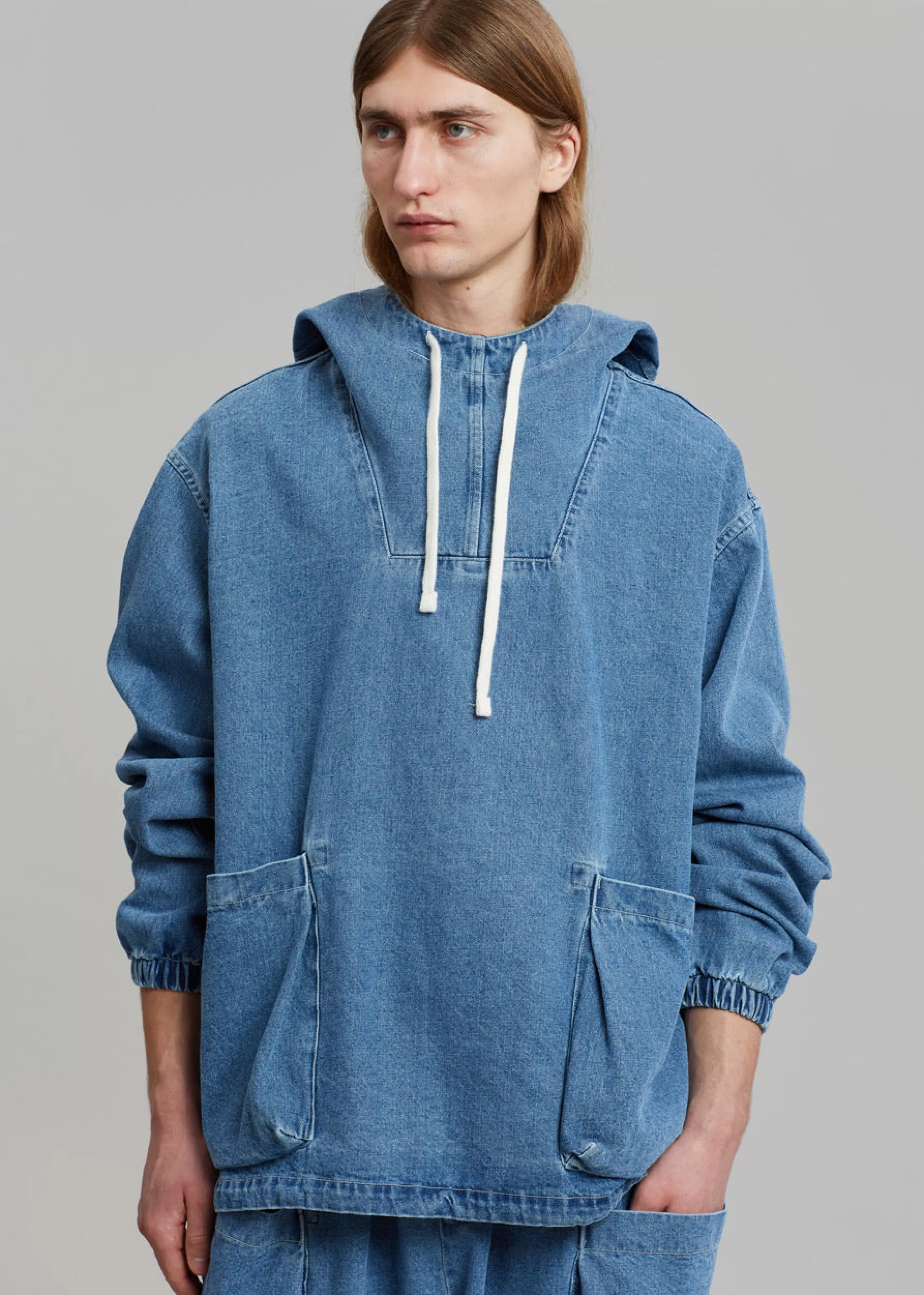 Tops | The Frankie Shop Cliff Denim Hoodie Worn Wash