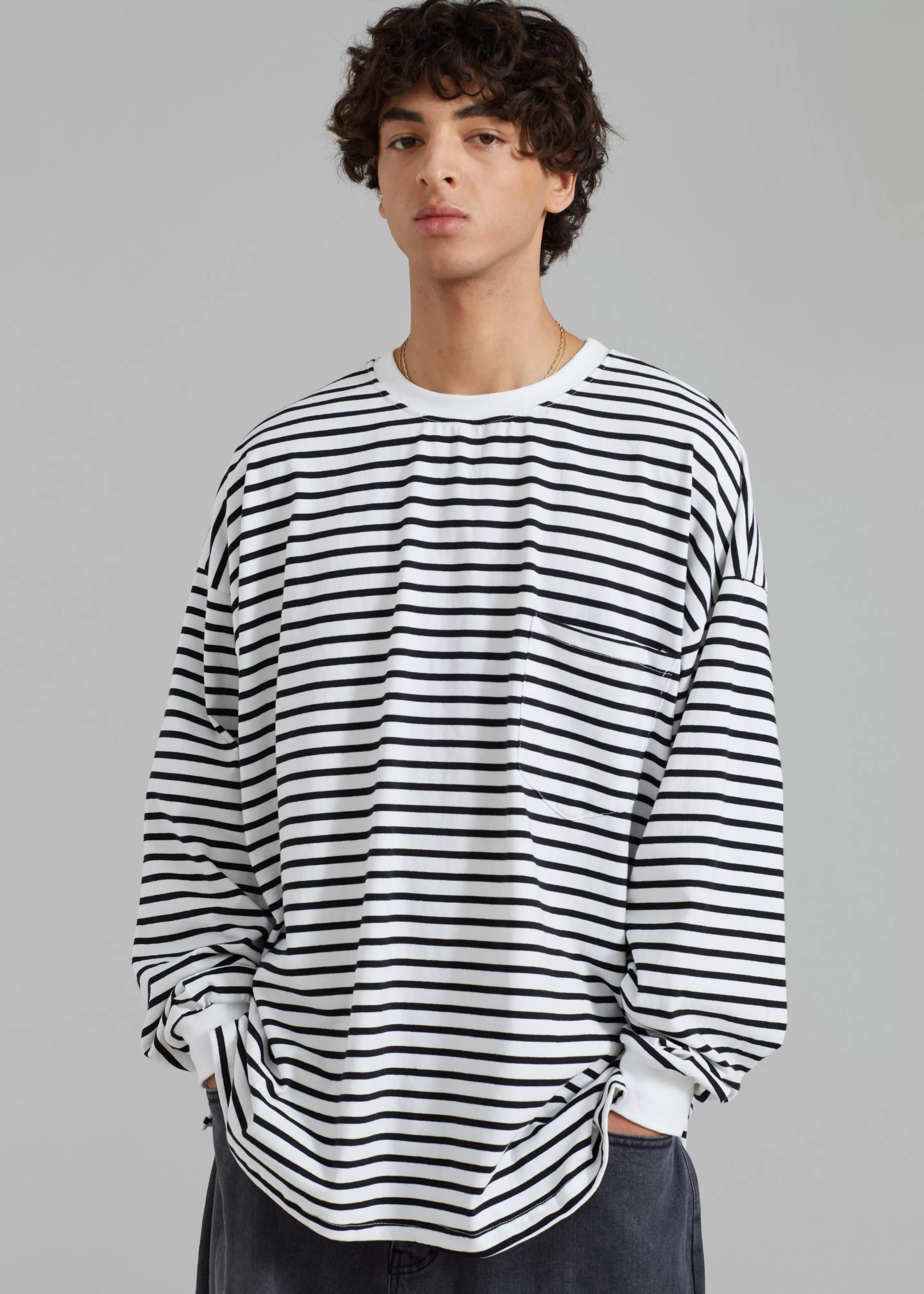 Tops | The Frankie Shop Cody Pocket Tee Black/White Stripe