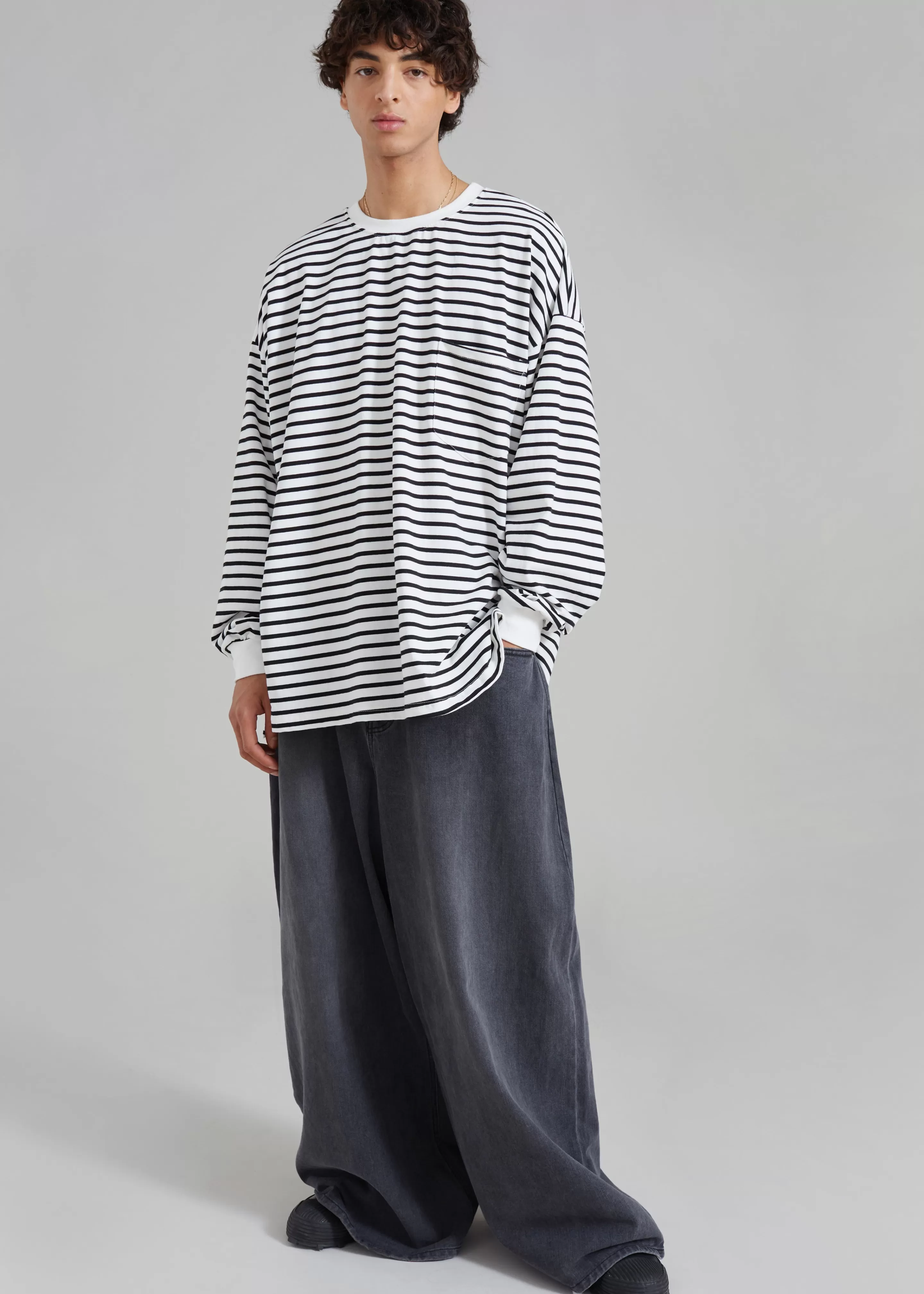 Tops | The Frankie Shop Cody Pocket Tee Black/White Stripe