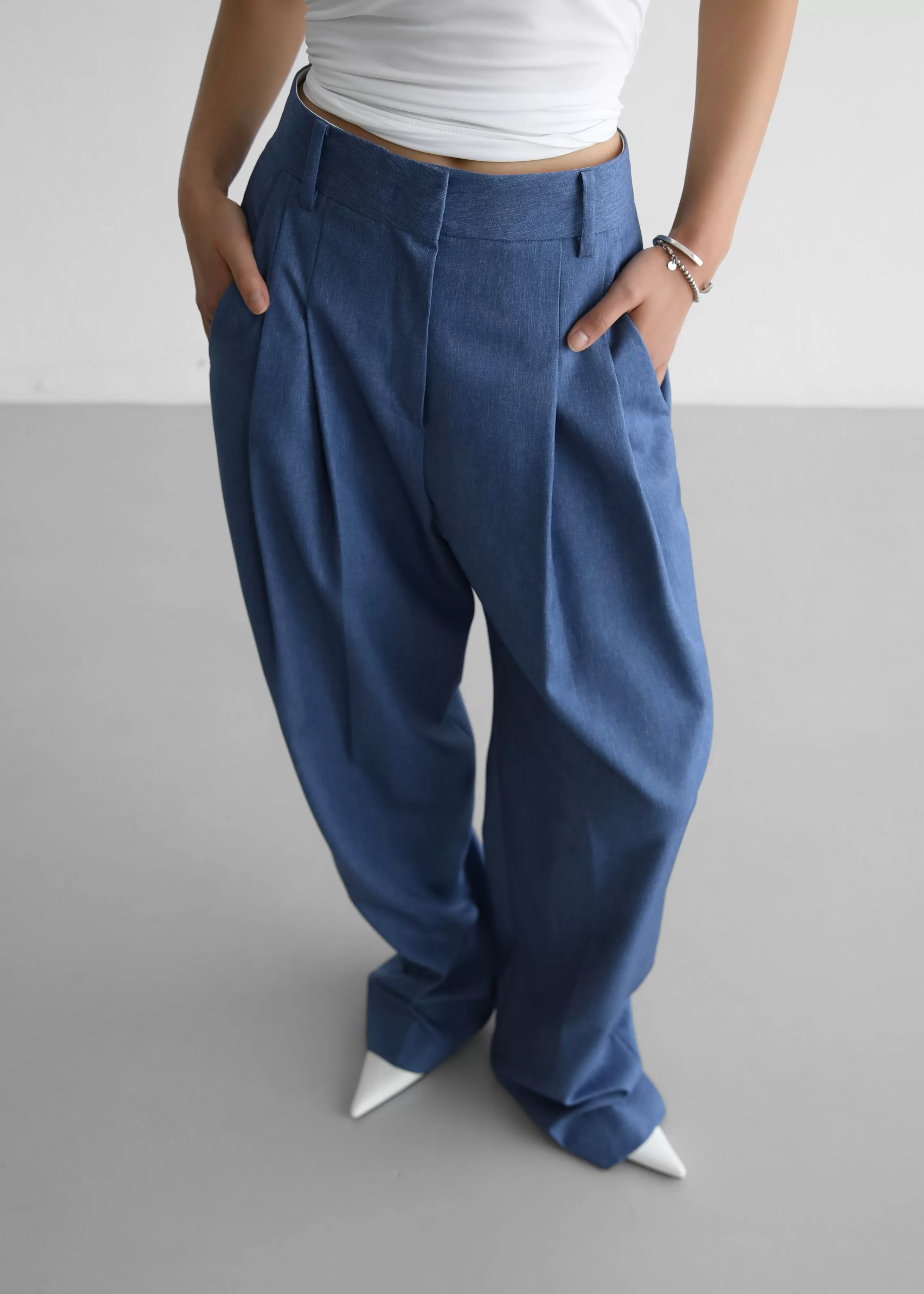 Bottoms | The Frankie Shop Cooper Pintuck Trousers Blue