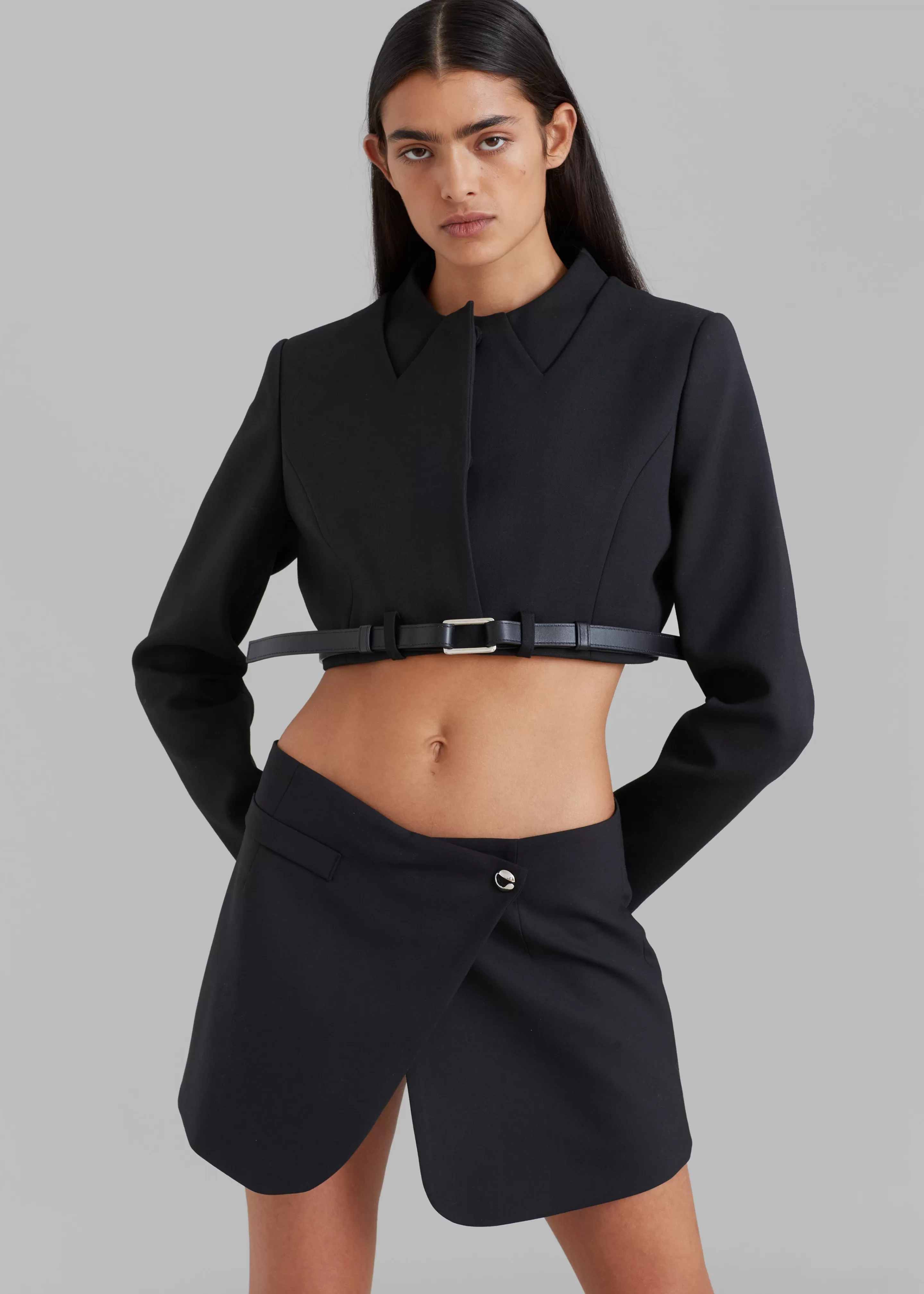 Outerwear | The Frankie Shop Coperni Cropped Trompe-L'Oeil Jacket Black