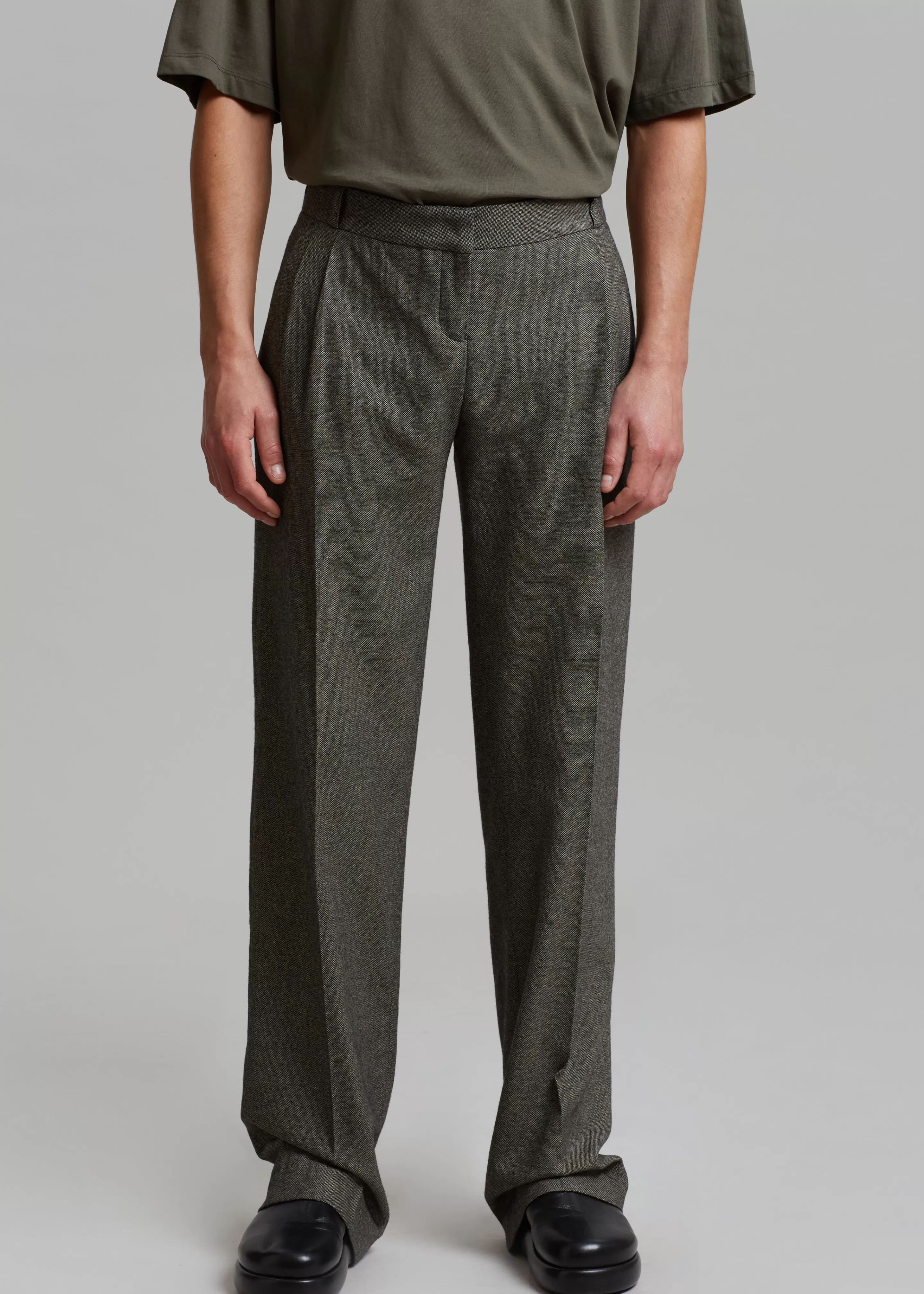 Bottoms | The Frankie Shop Coperni Low-Rise Loose Tailored Trousers Dark Moss