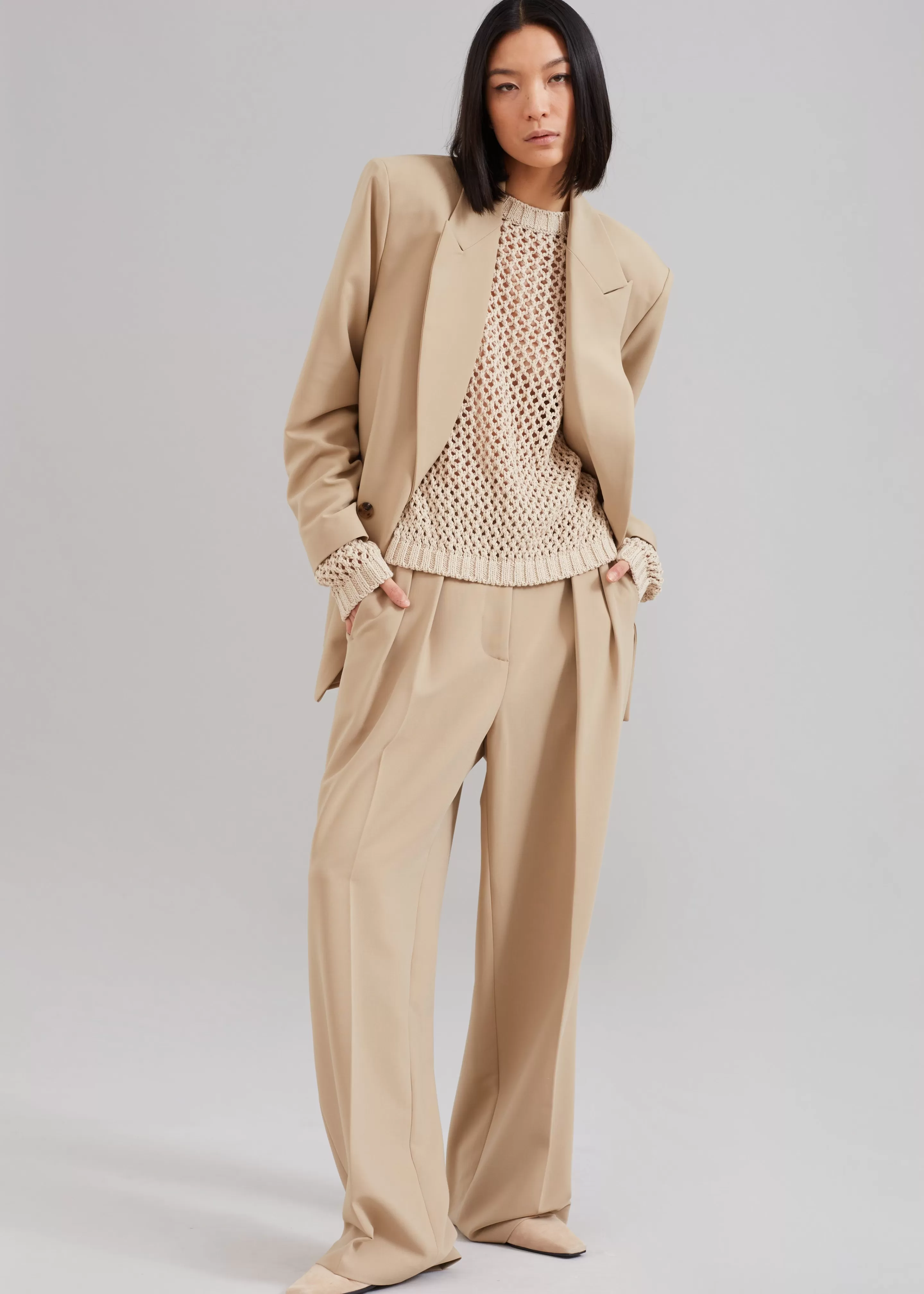 Bottoms | The Frankie Shop Corrin Pleated Trousers Beige