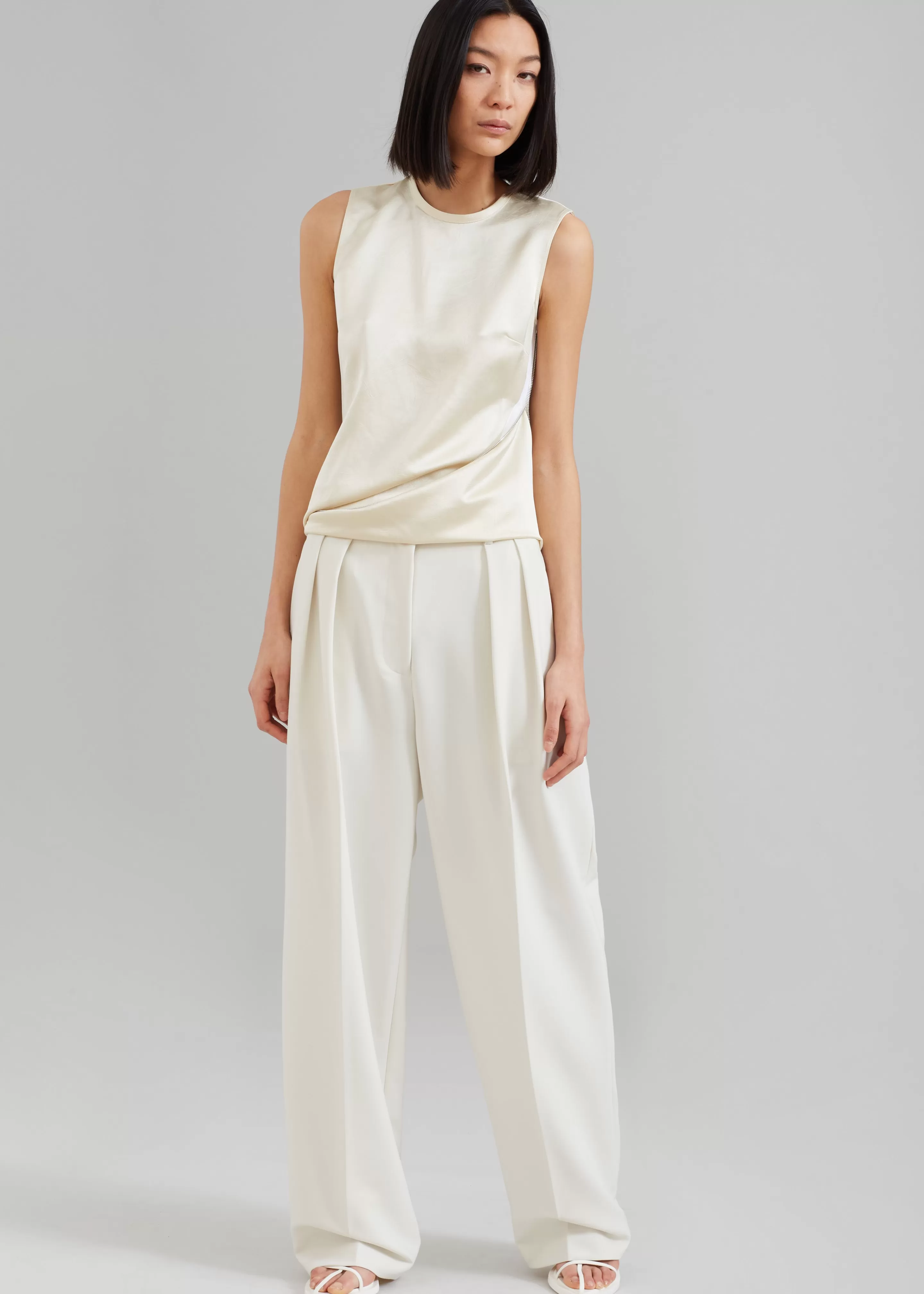 Bottoms | The Frankie Shop Corrin Pleated Trousers Ivory