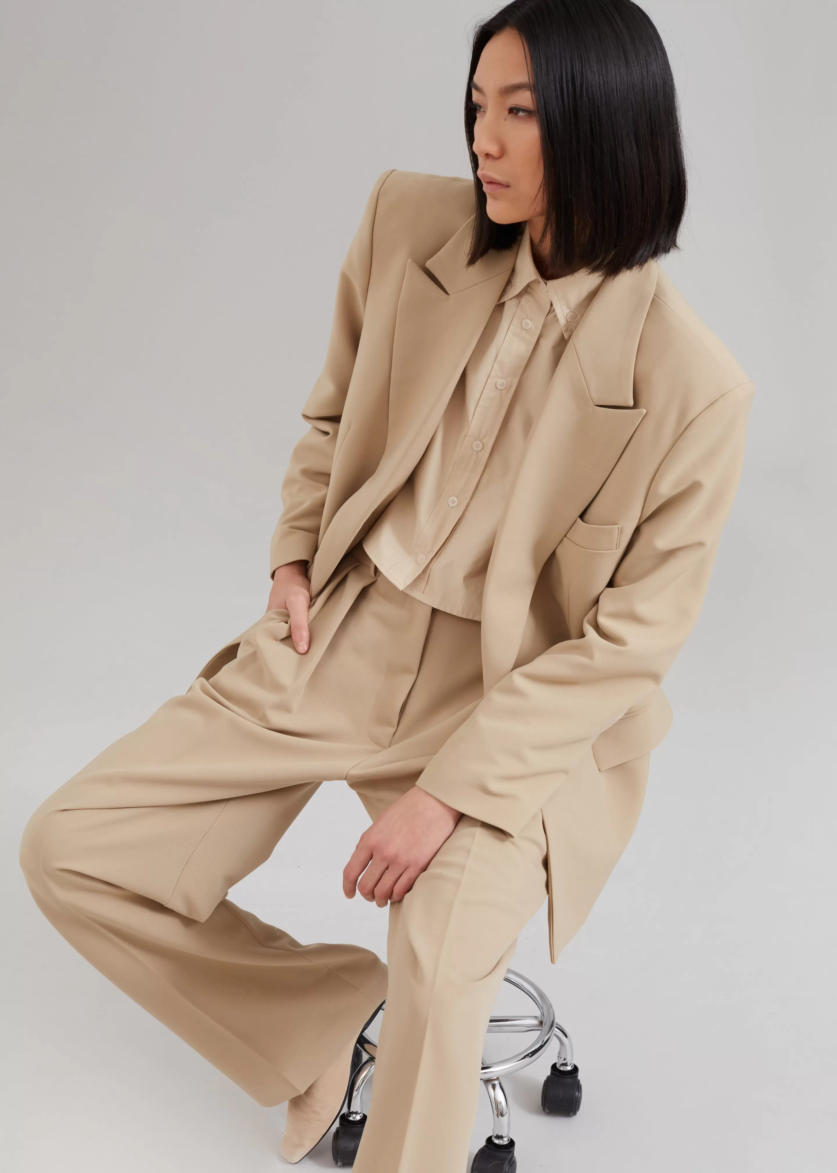 Bottoms | The Frankie Shop Corrin Pleated Trousers Beige