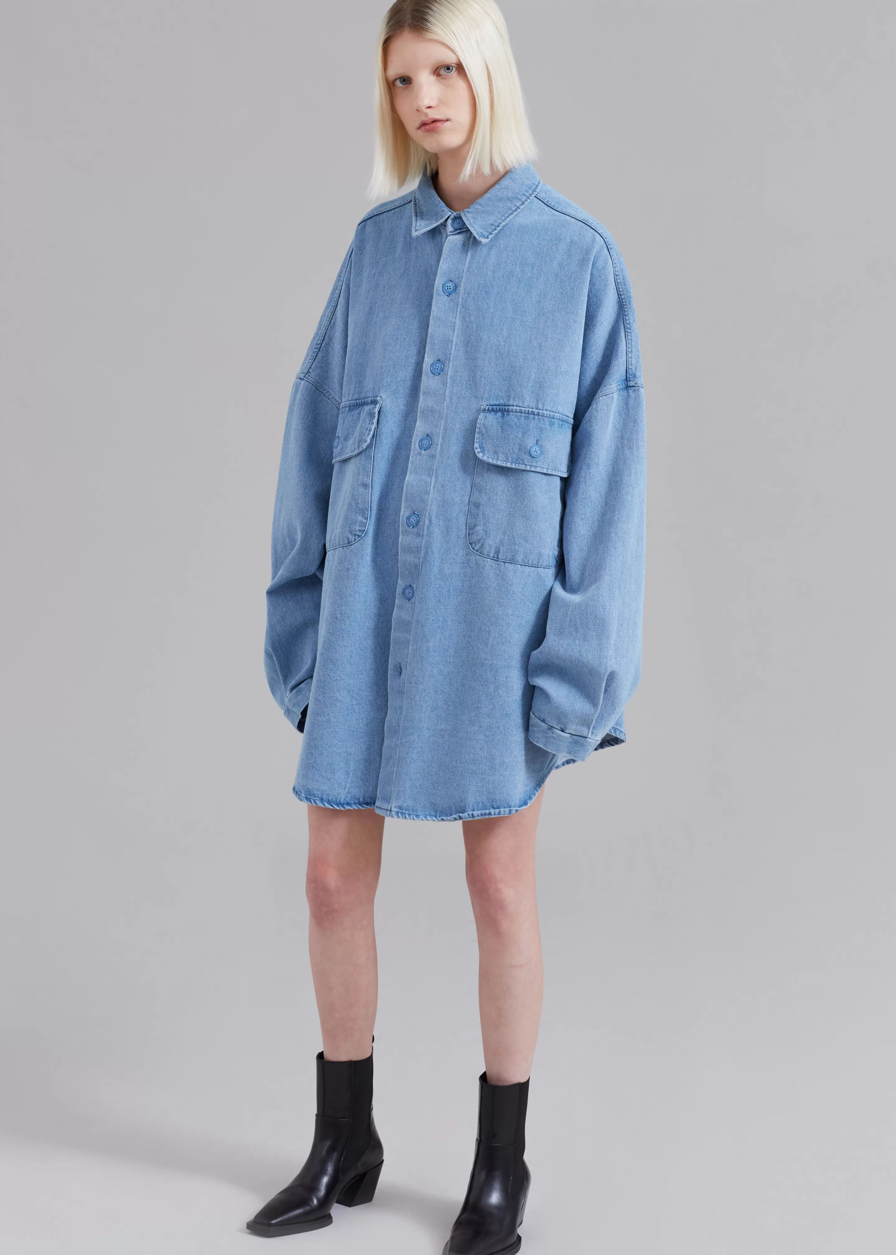 Dresses | The Frankie Shop Dallas Denim Overshirt Worn Wash