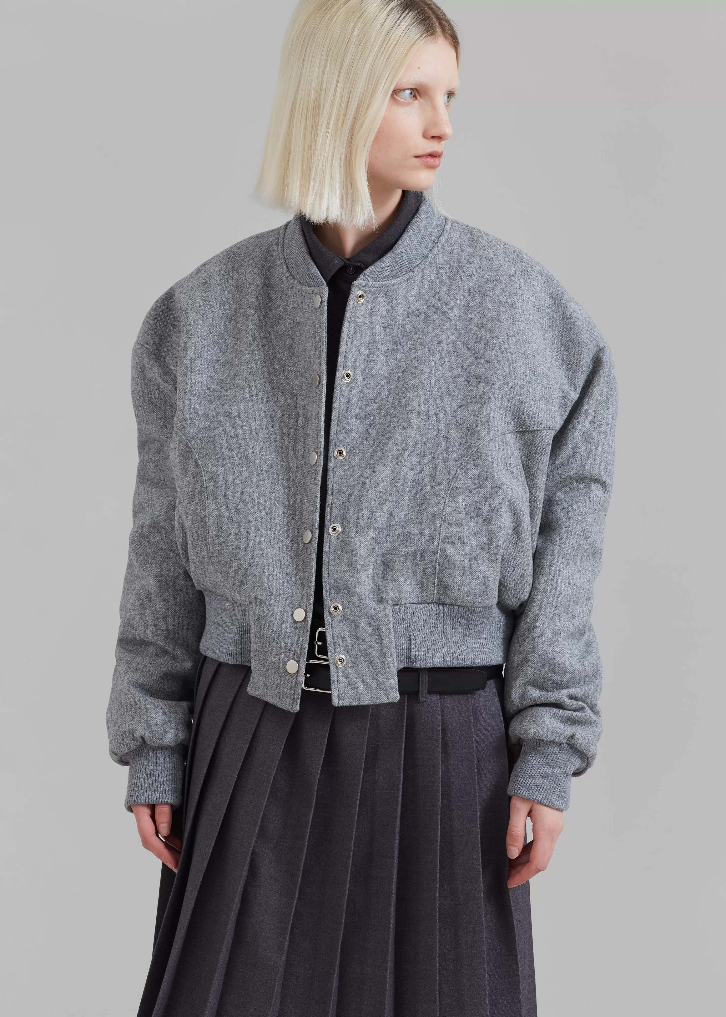 Outerwear | The Frankie Shop Debbie Wool Bomber Grey Melange