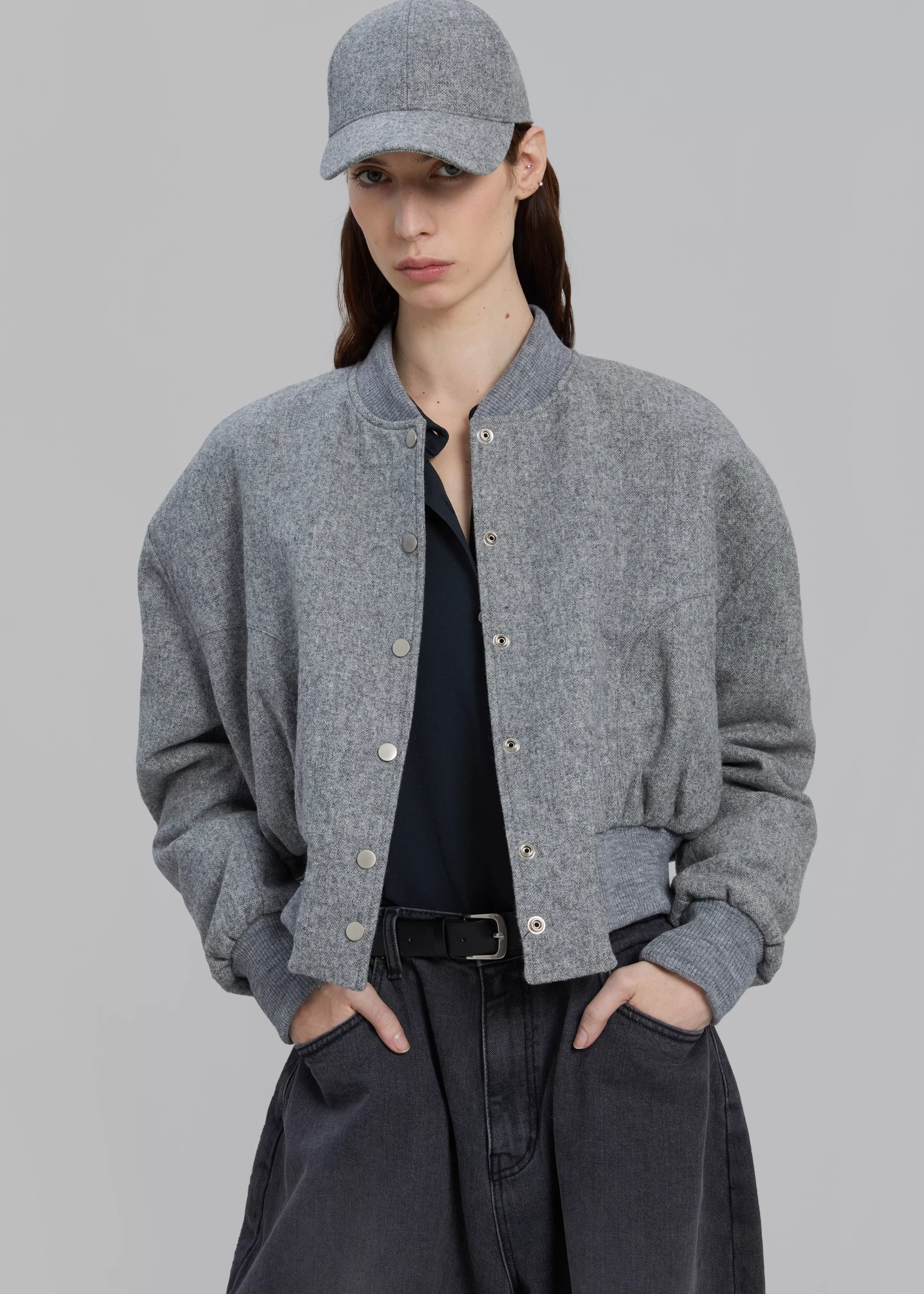 Outerwear | The Frankie Shop Debbie Wool Bomber Grey Melange