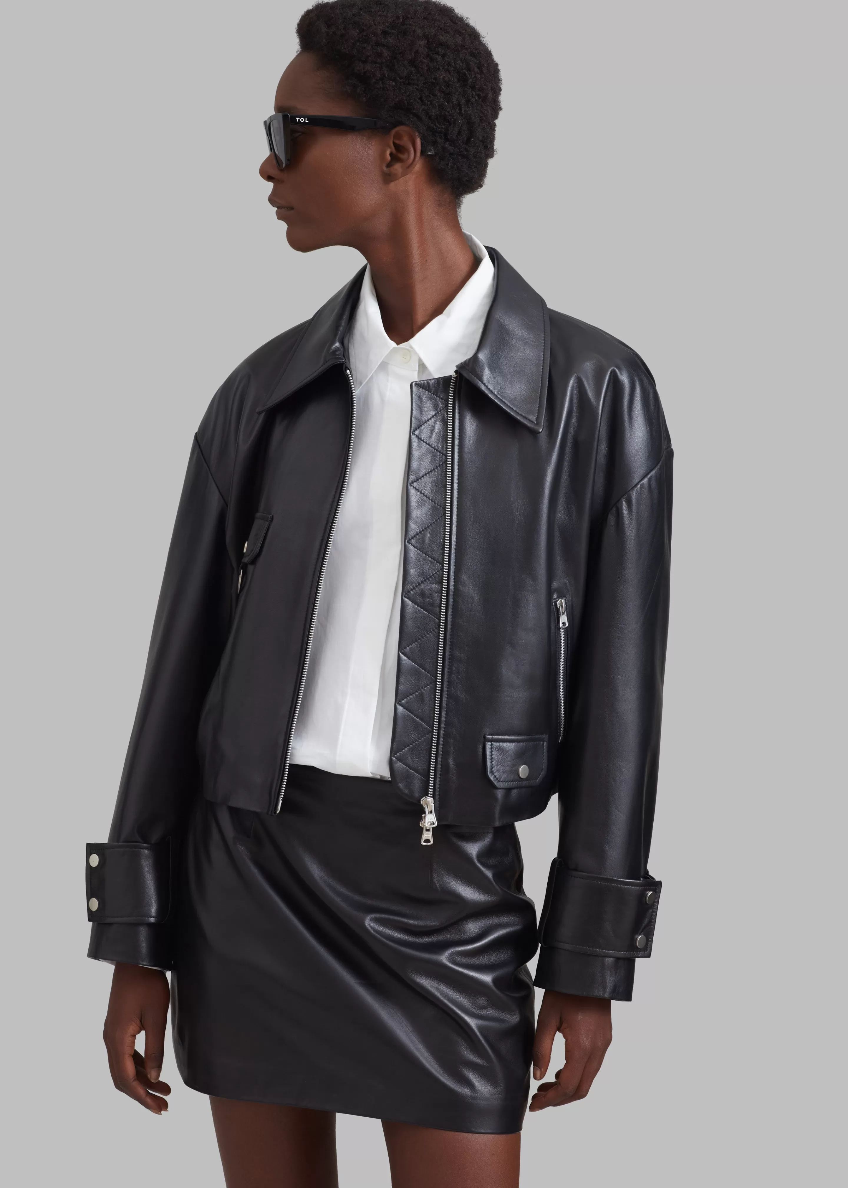 Outerwear | The Frankie Shop Derby Leather Jacket Black