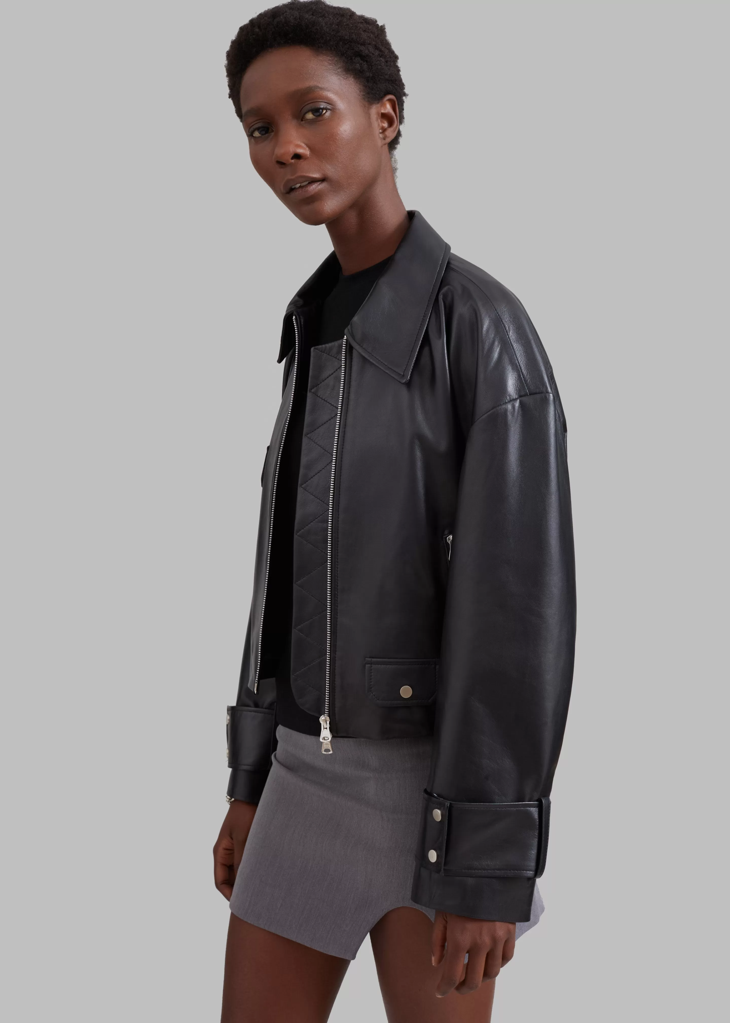 Outerwear | The Frankie Shop Derby Leather Jacket Black